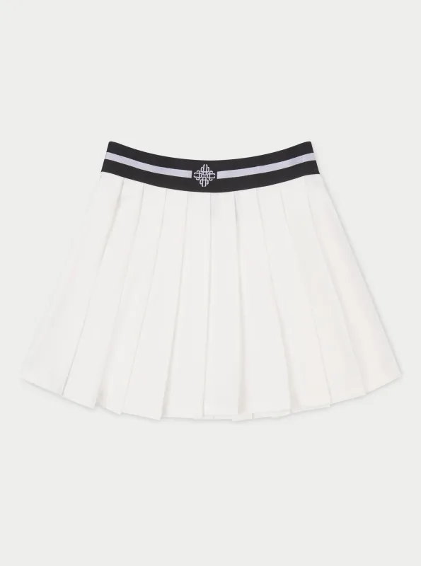 EMBLEM WAISTBAND TENNIS MINI SKIRT - WHITE sold by The Couture Club