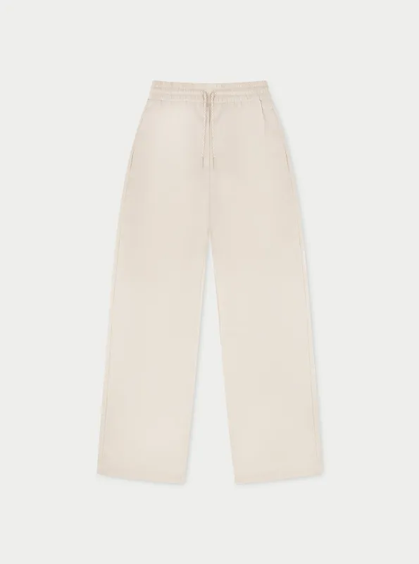 SATIN EMBLEM TROUSERS - BEIGE made by The Couture Club
