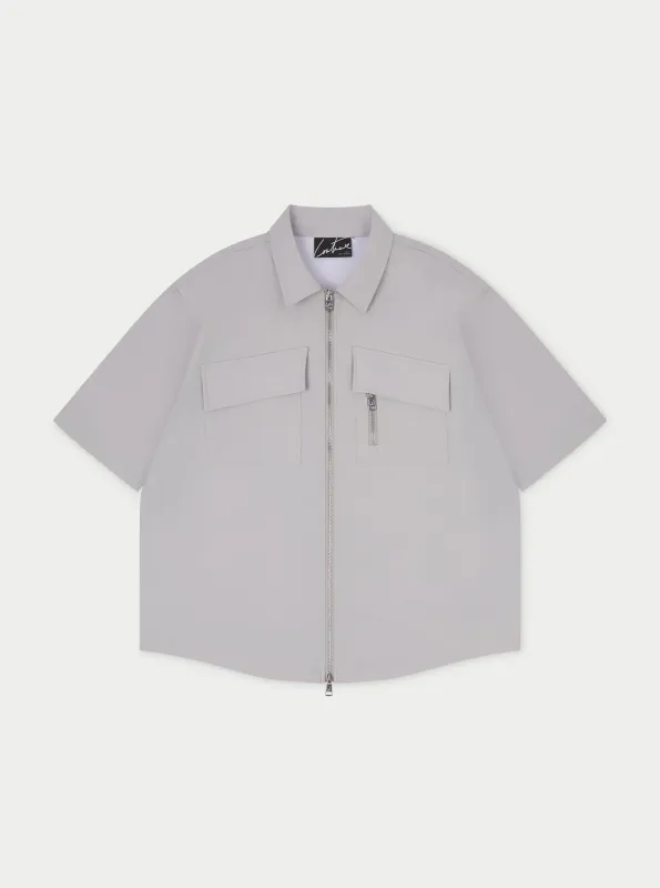 TECHNICAL HEAVYWEIGHT ZIP OVERSHIRT - GREY sold by The Couture Club