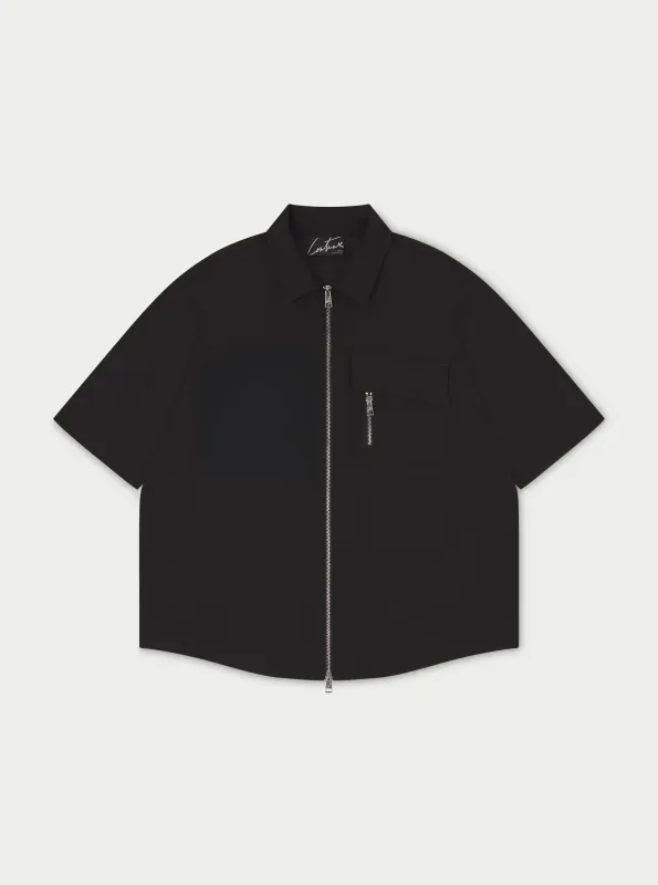 HEAVYWEIGHT ZIP OVERSHIRT - BLACK sold by The Couture Club