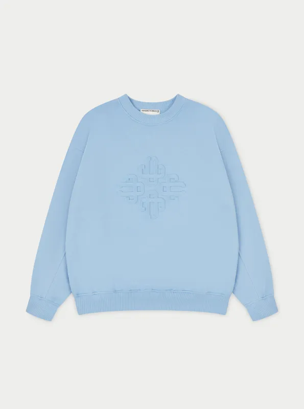 EMBLEM EMBOSSED OVERSIZED CREW - BLUE sold by The Couture Club