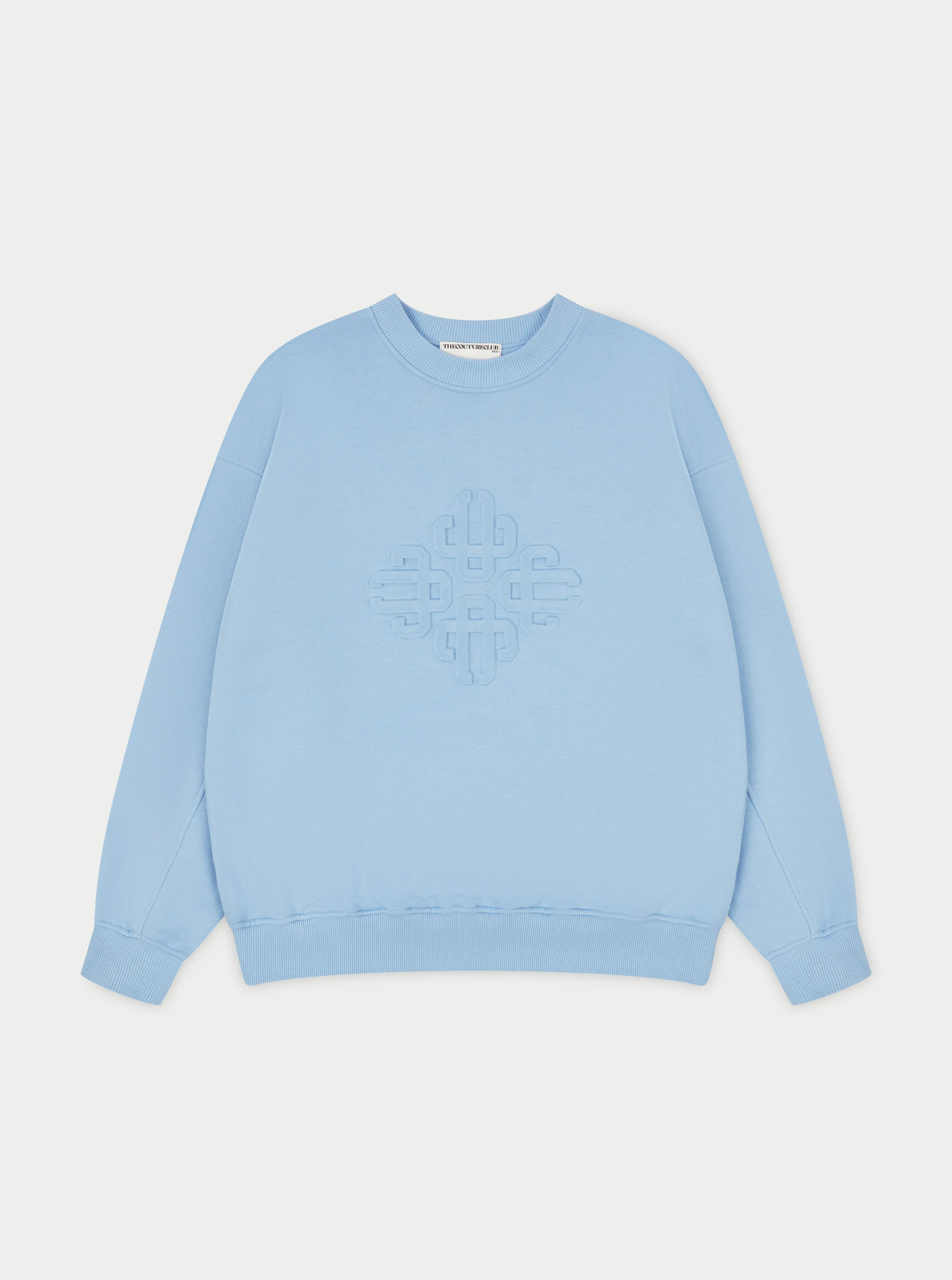 EMBLEM EMBOSSED OVERSIZED CREW - BLUE sold by The Couture Club