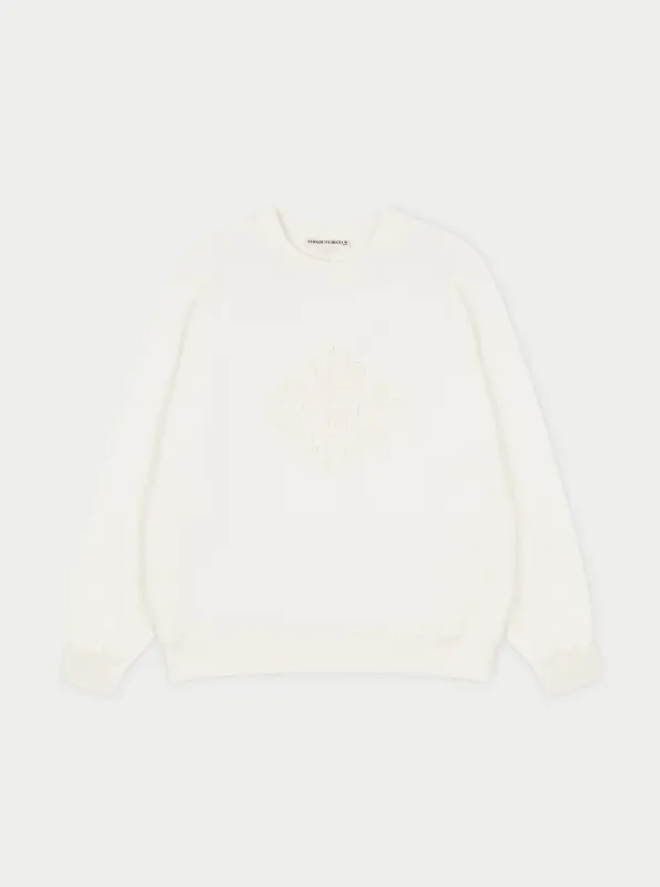EMBLEM EMBOSSED OVERSIZED SWEATSHIRT - OFF WHITE sold by The Couture Club