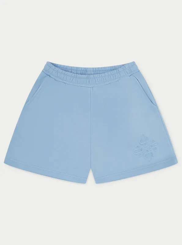 EMBLEM EMBOSSED SHORTS - BLUE sold by The Couture Club