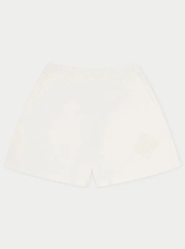 EMBLEM EMBOSSED SHORTS - OFF WHITE sold by The Couture Club