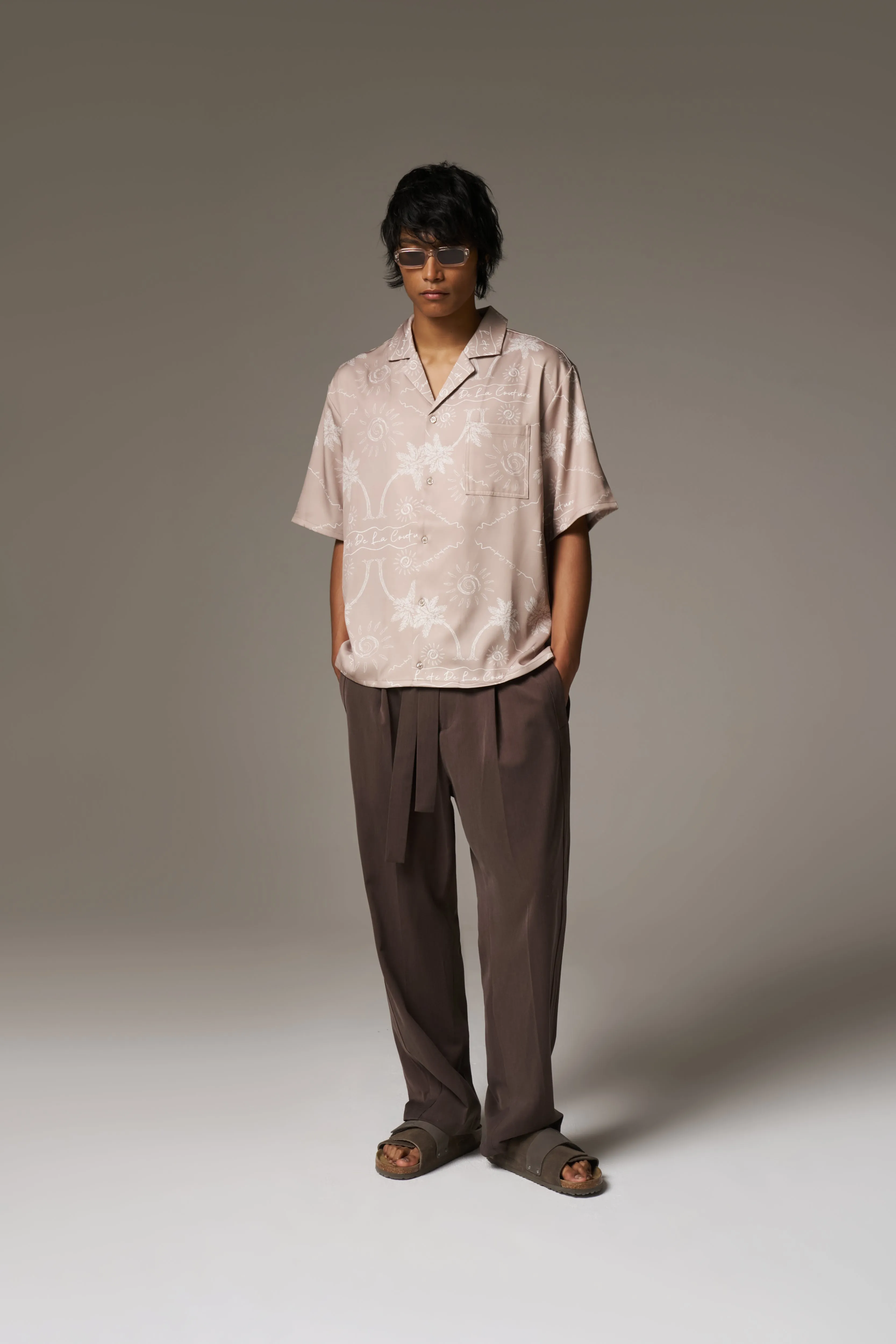 PALM PRINT SHIRT - BEIGE sold by The Couture Club product image thumbnail 3