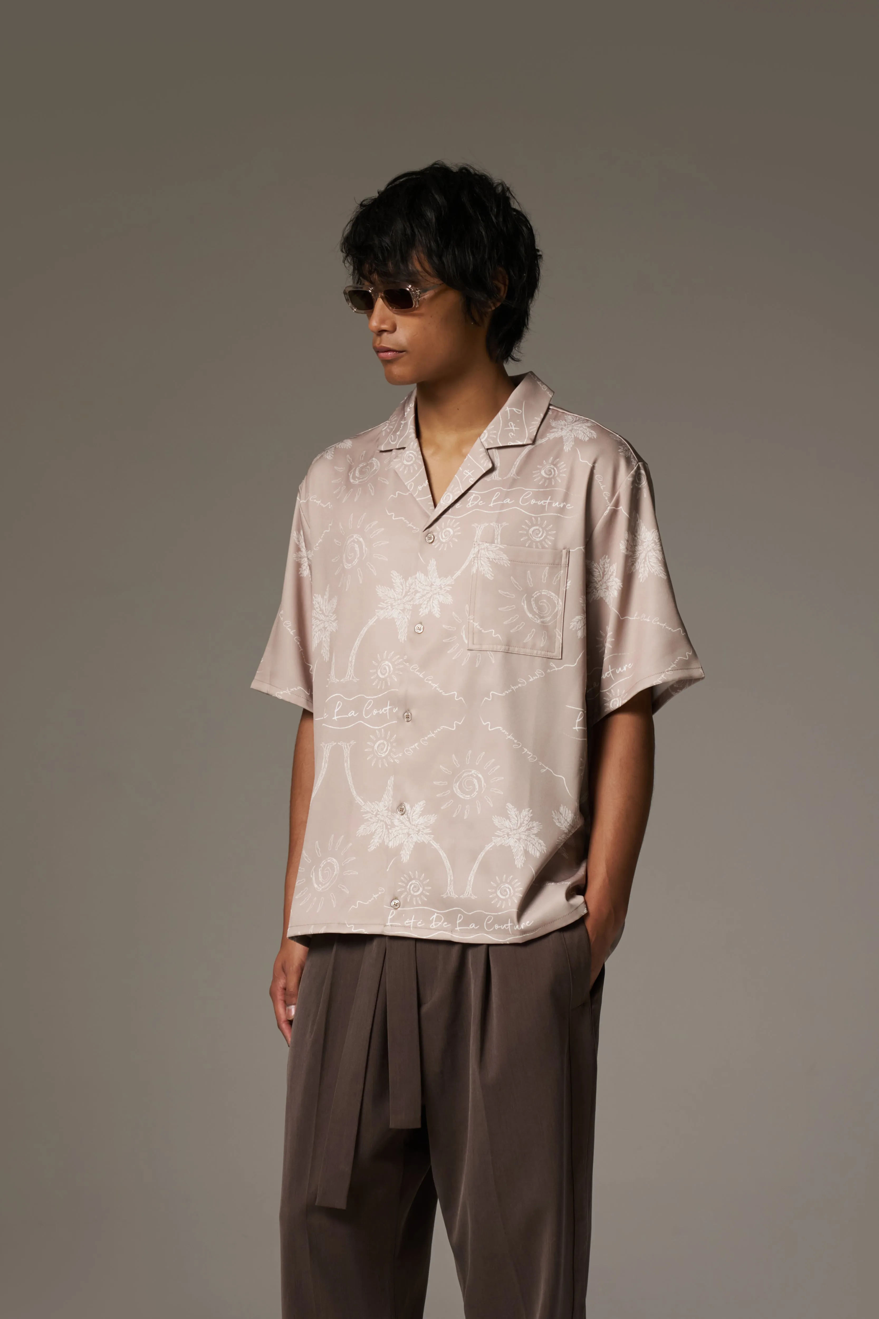 PALM PRINT SHIRT - BEIGE sold by The Couture Club product image thumbnail 4