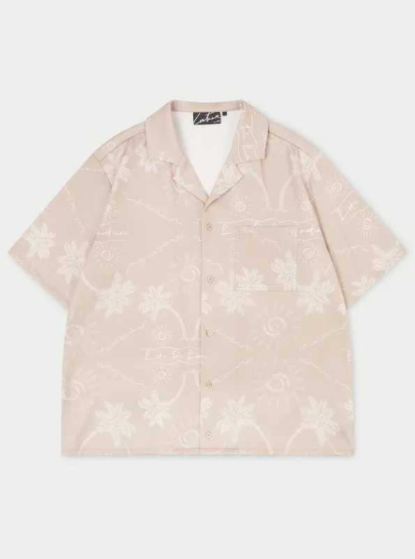 PALM PRINT SHIRT - BEIGE made by The Couture Club