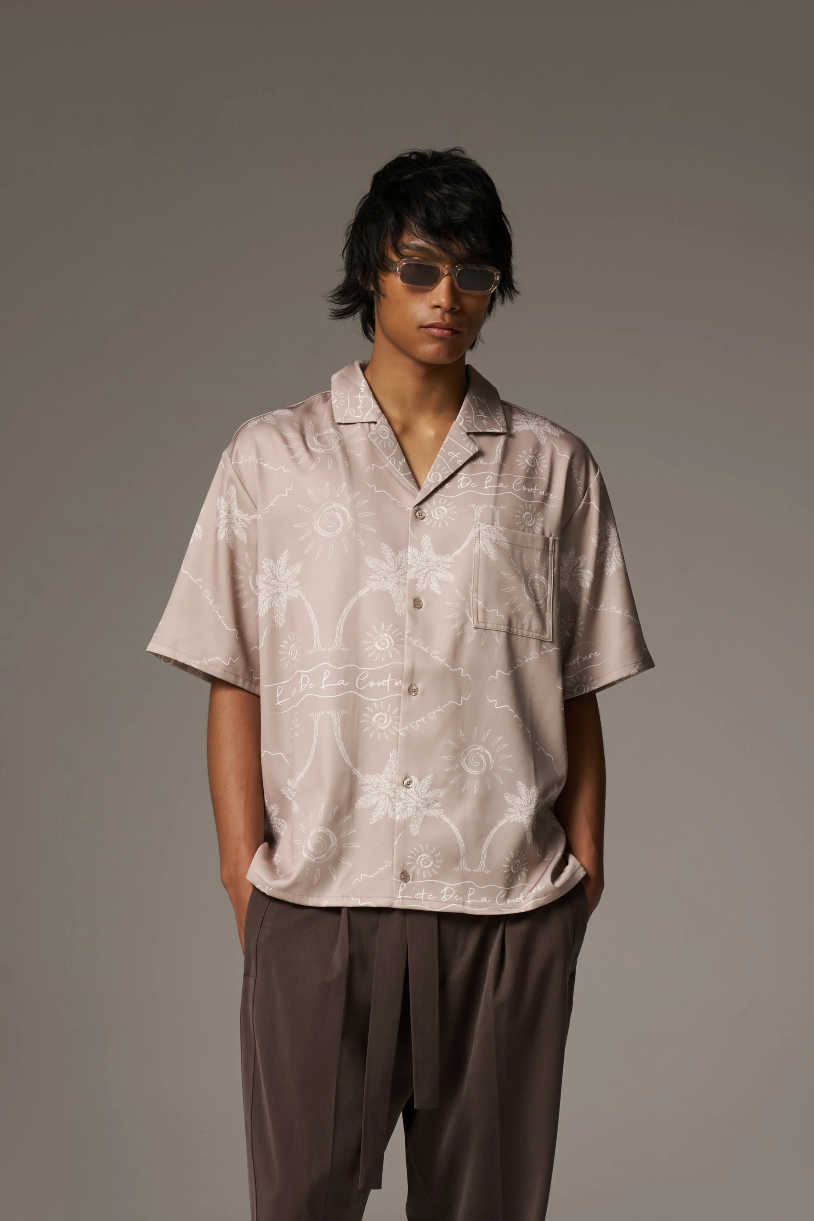 PALM PRINT SHIRT - BEIGE sold by The Couture Club product image thumbnail 2