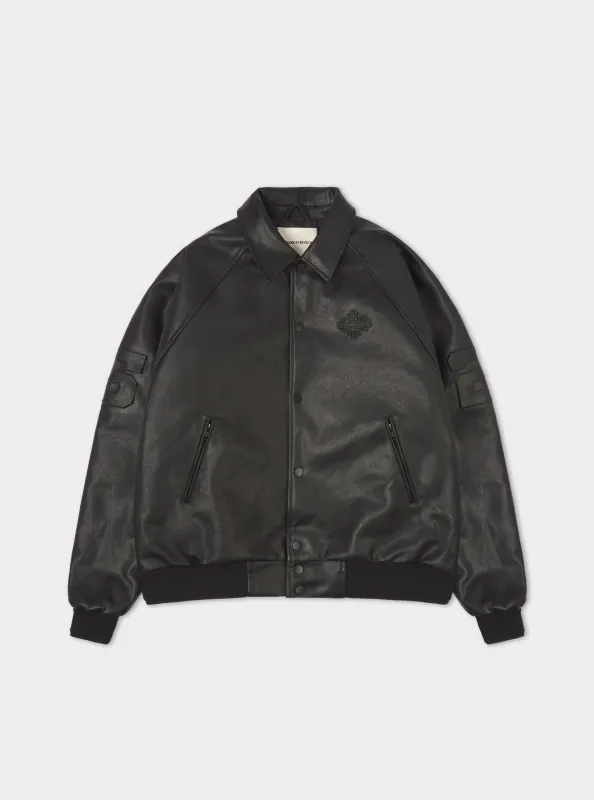 EMBOSSED BOMBER JACKET - BLACK sold by The Couture Club