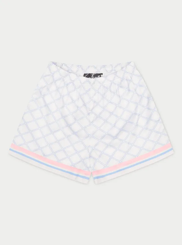 EMBLEM PRINT SHORTS - BLUE sold by The Couture Club
