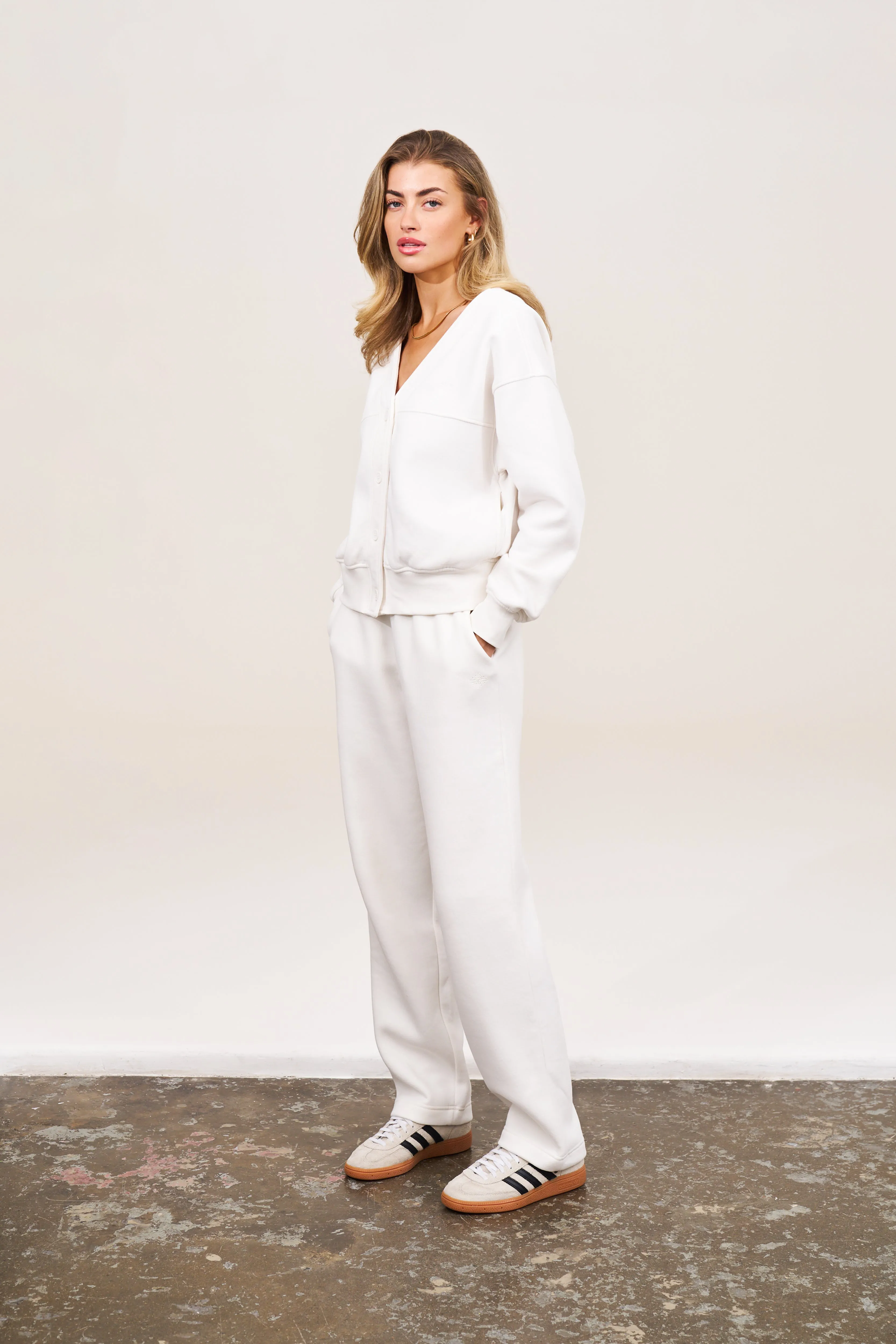 RELAXED TAPERED LEG JOGGERS - OFF WHITE sold by The Couture Club product image thumbnail 3