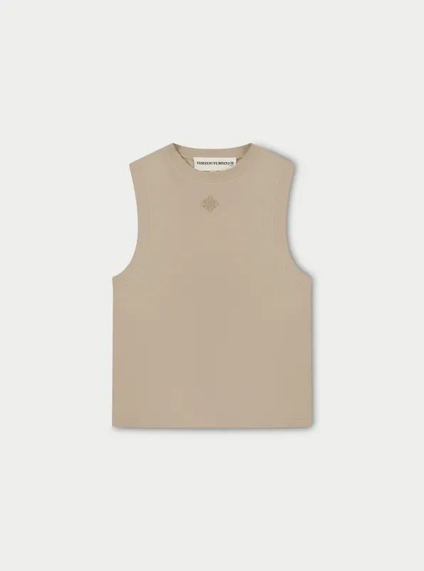 SOFT TOUCH HIGH NECK EMBLEM RACER - BEIGE made by The Couture Club