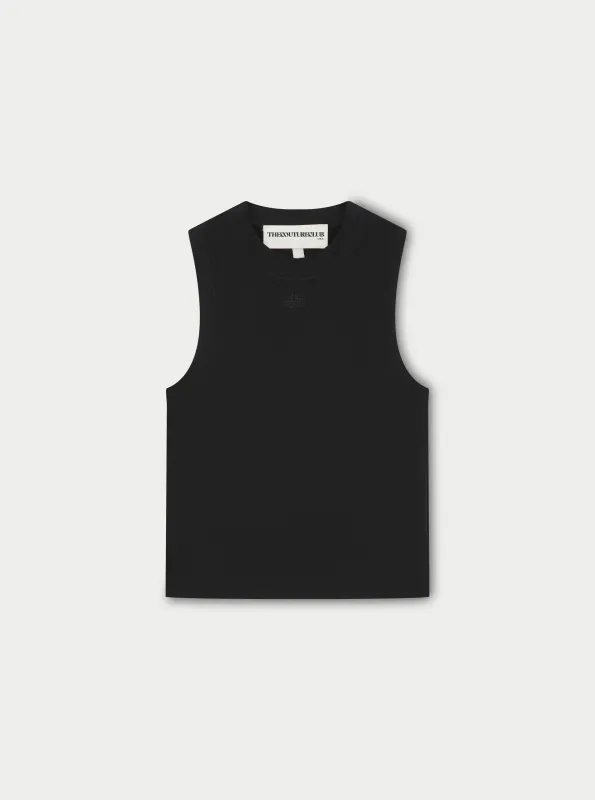 SOFT TOUCH HIGH NECK EMBLEM RACER - BLACK made by The Couture Club