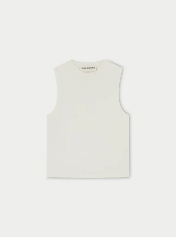 SOFT TOUCH HIGH NECK EMBLEM RACER - OFF WHITE made by The Couture Club