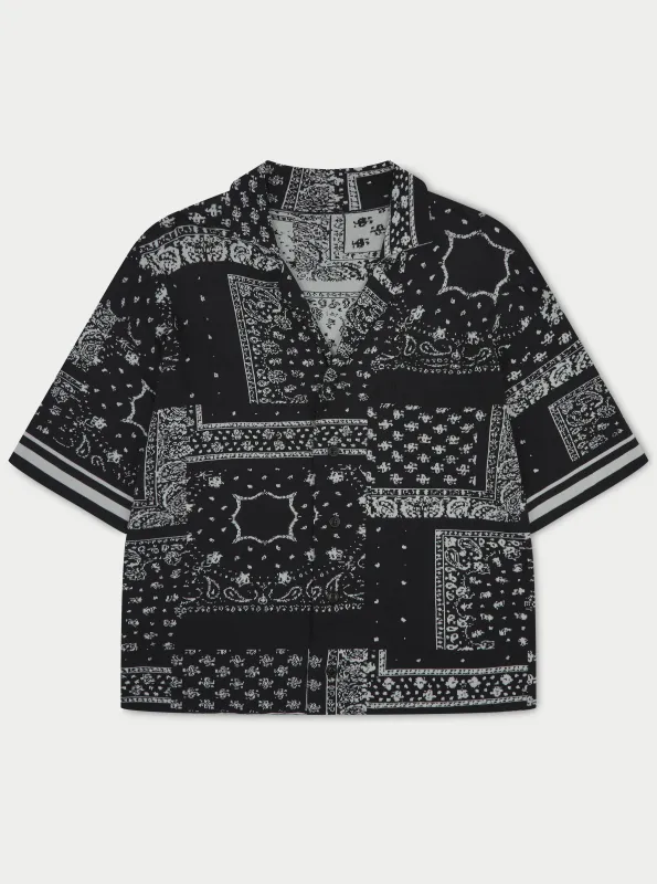 PAISLEY KNITTED SHIRT - BLACK sold by The Couture Club