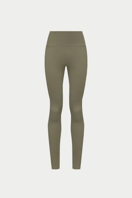 EMBLEM SCULPTING STRETCH LEGGINGS - KHAKI sold by The Couture Club