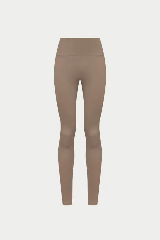EMBLEM STRETCH SCULPTING LEGGINGS - COCOA sold by The Couture Club