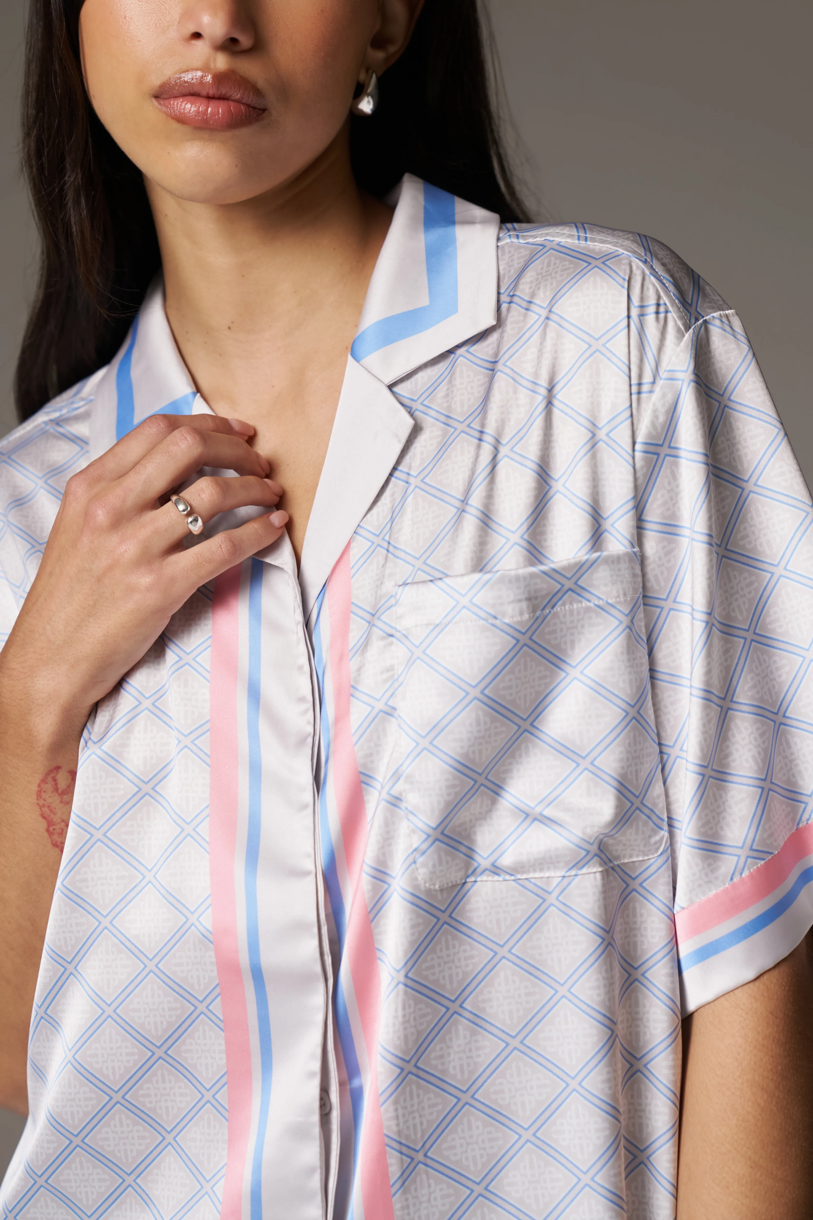 EMBLEM PRINT SHIRT - BLUE sold by The Couture Club product image thumbnail 4