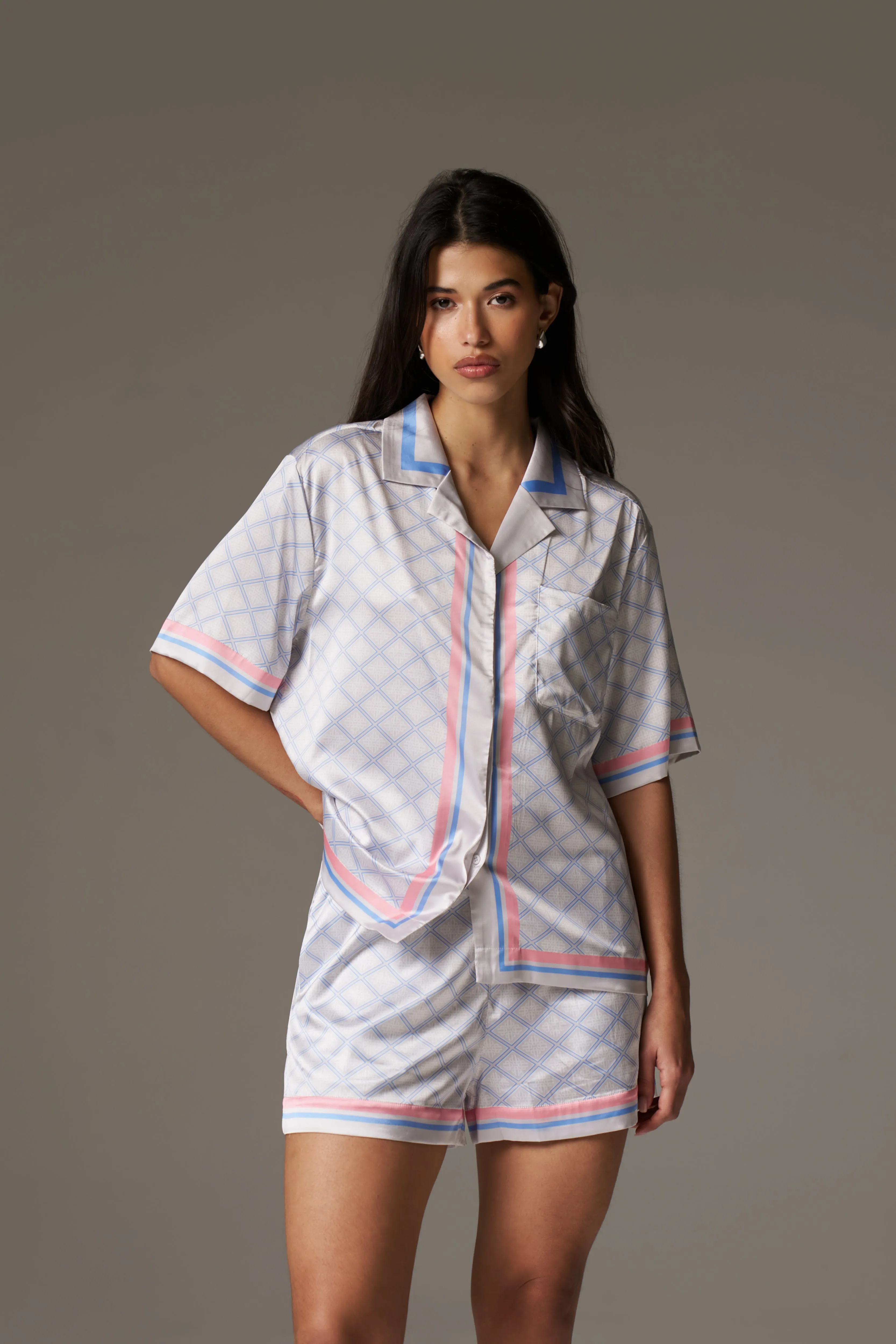 EMBLEM PRINT SHIRT - BLUE sold by The Couture Club product image thumbnail 2