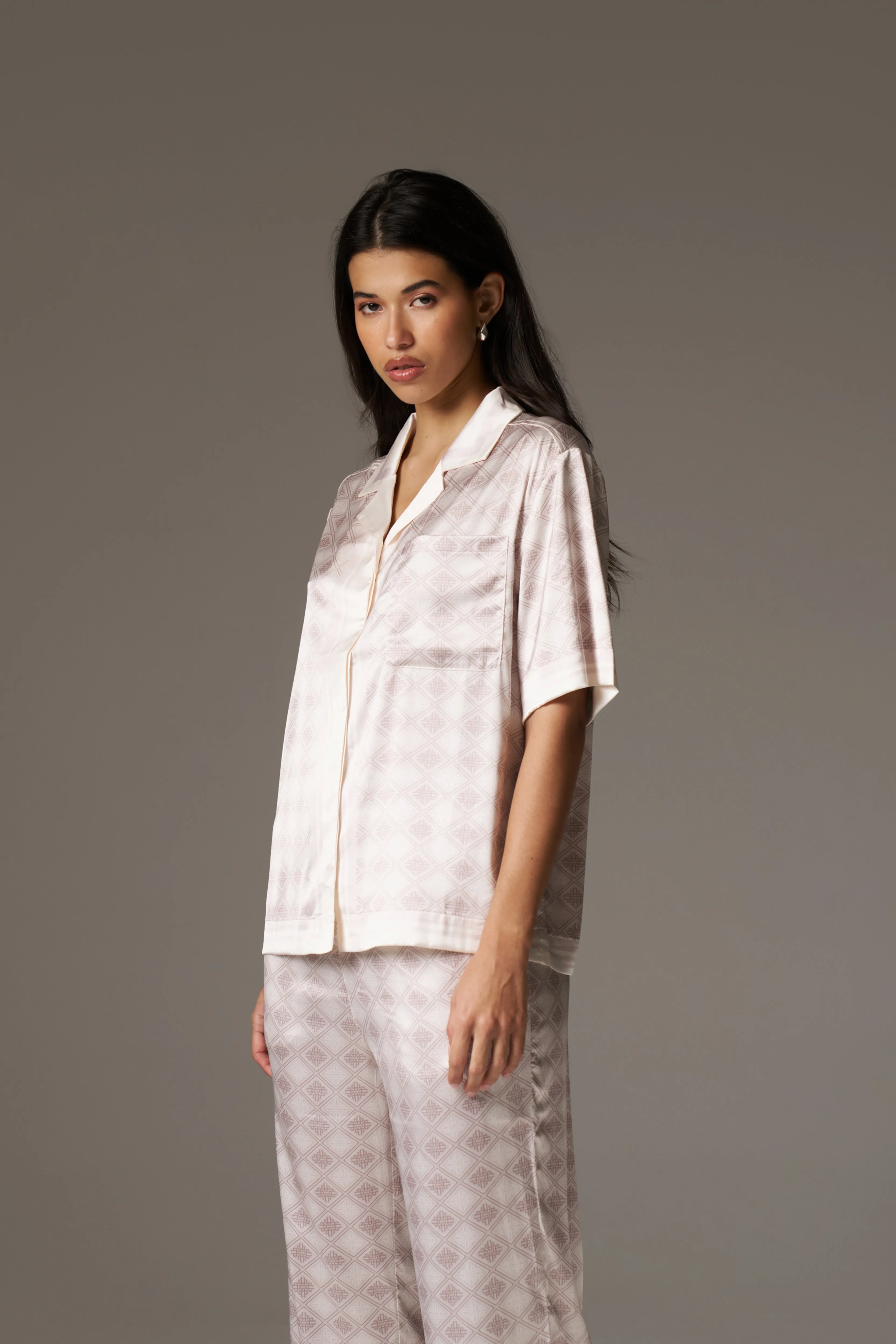 EMBLEM PRINT SHIRT - BEIGE sold by The Couture Club product image thumbnail 5