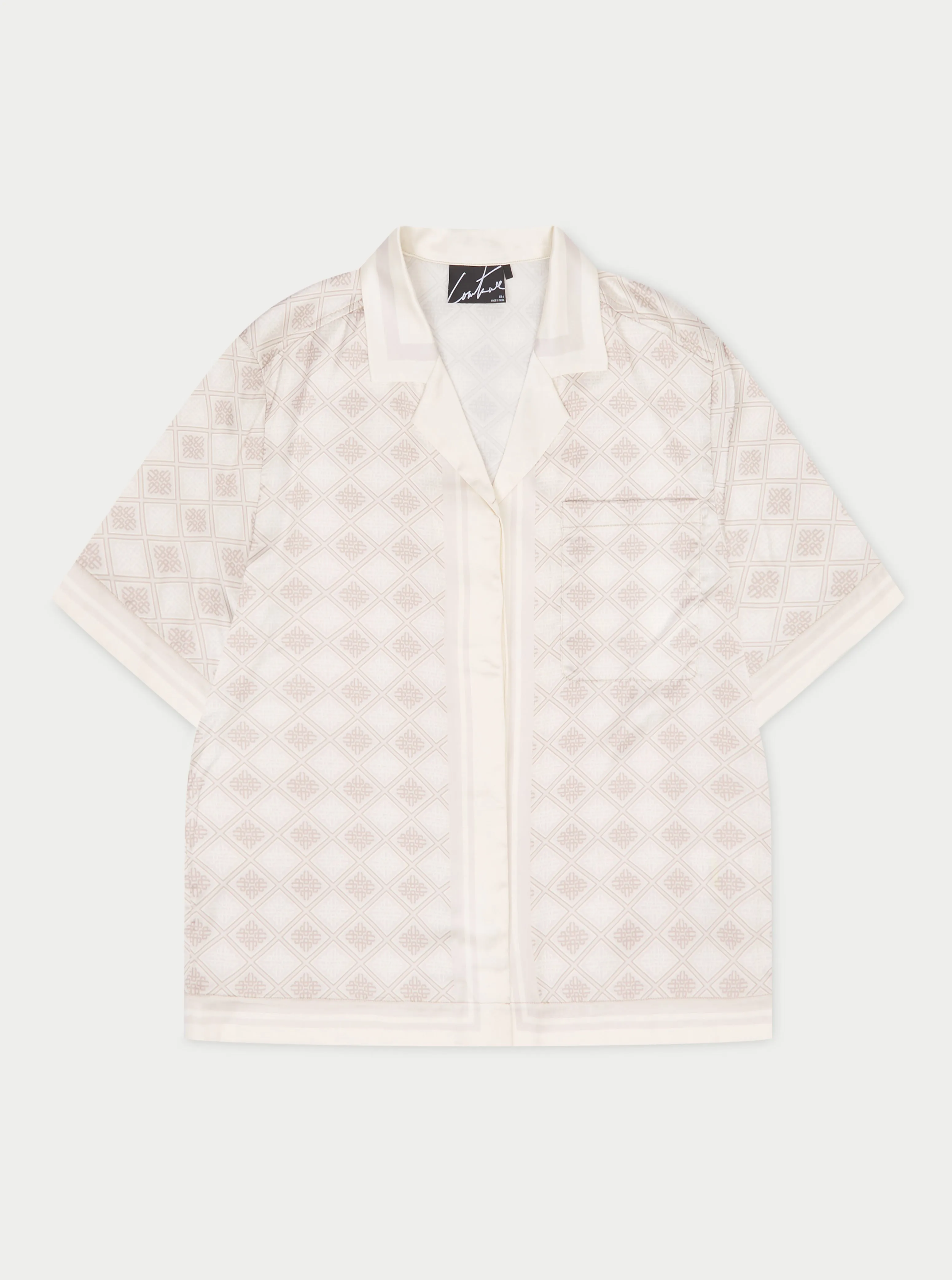 EMBLEM PRINT SHIRT - BEIGE sold by The Couture Club