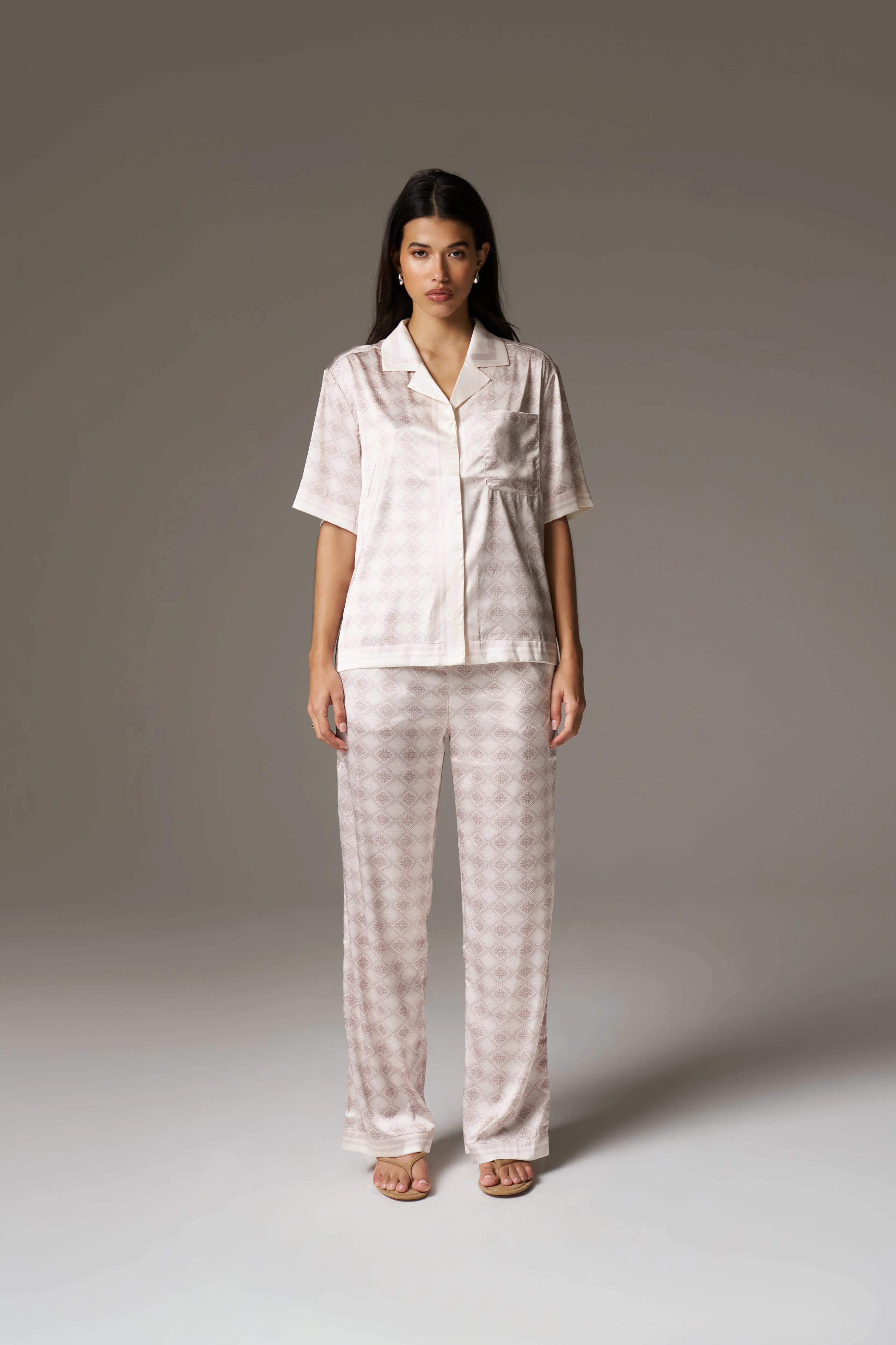 EMBLEM PRINT SHIRT - BEIGE sold by The Couture Club product image thumbnail 3