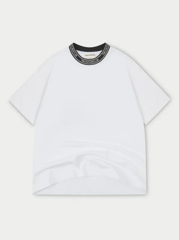 JACQUARD COLLAR T-SHIRT - WHITE sold by The Couture Club