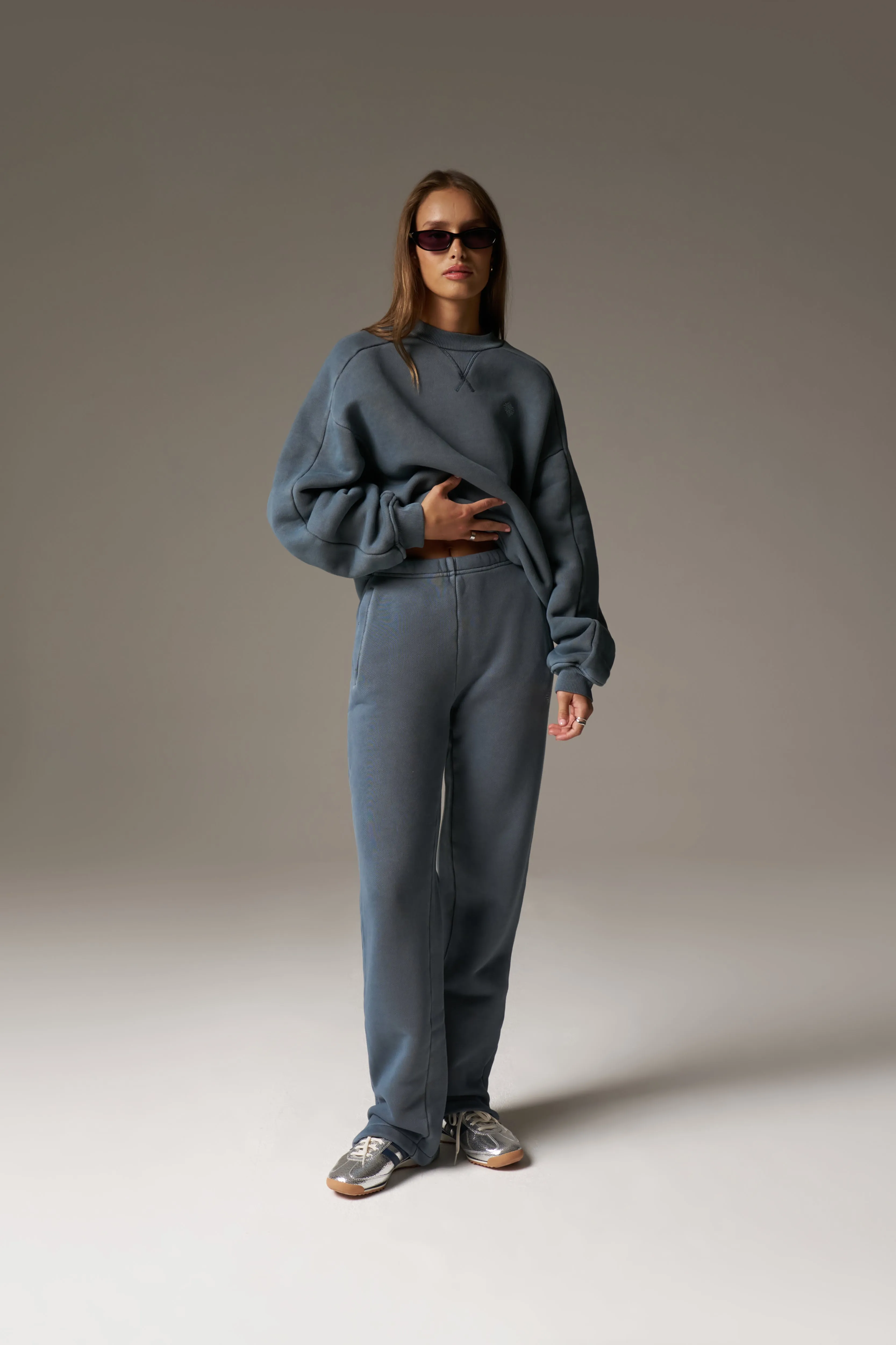 LAUNDERED CLASSICS STRAIGHT LEG JOGGERS - PETROL BLUE sold by The Couture Club product image thumbnail 2