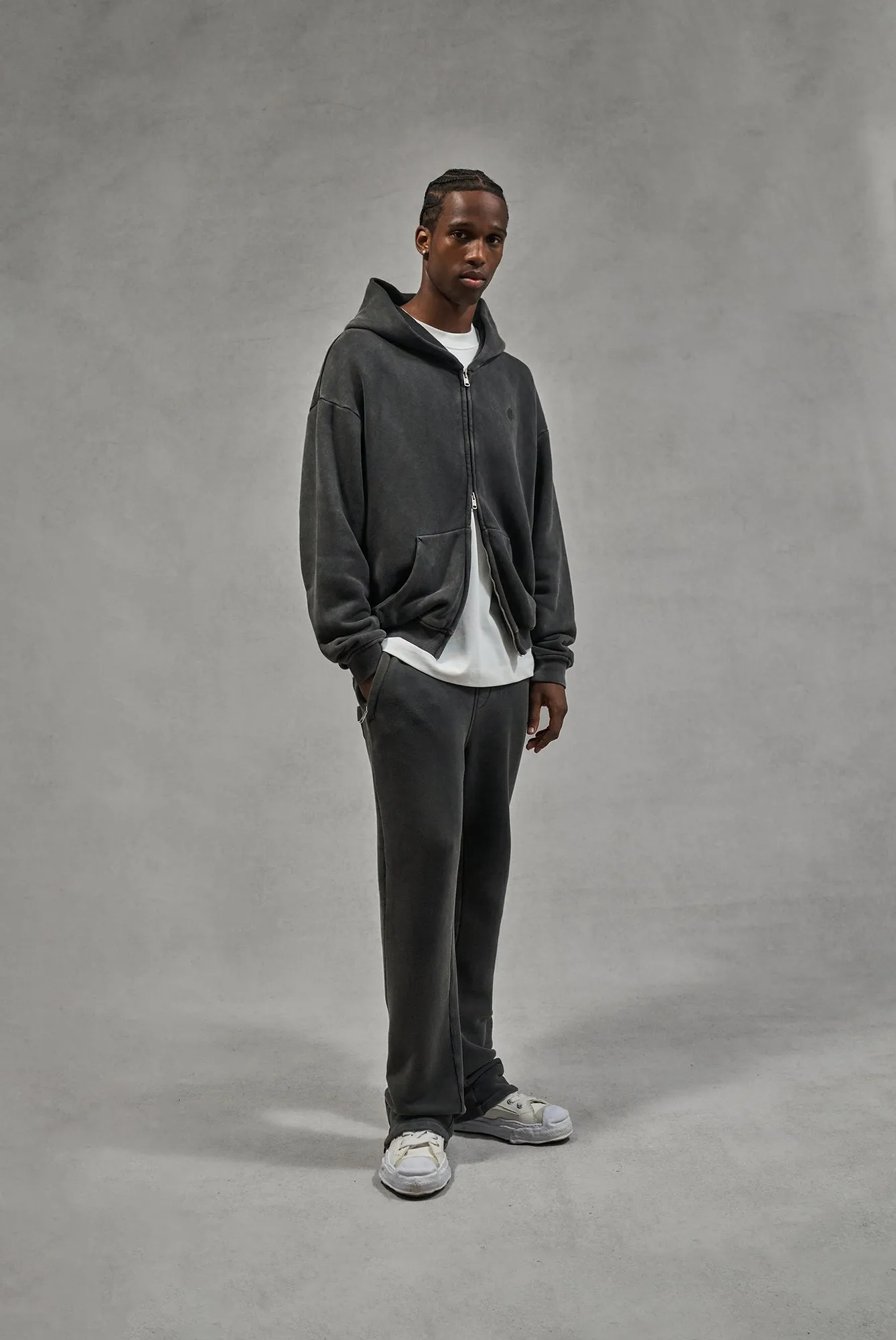 LAUNDERED CLASSICS ZIP THROUGH HOODIE - CHARCOAL sold by The Couture Club product image thumbnail 4
