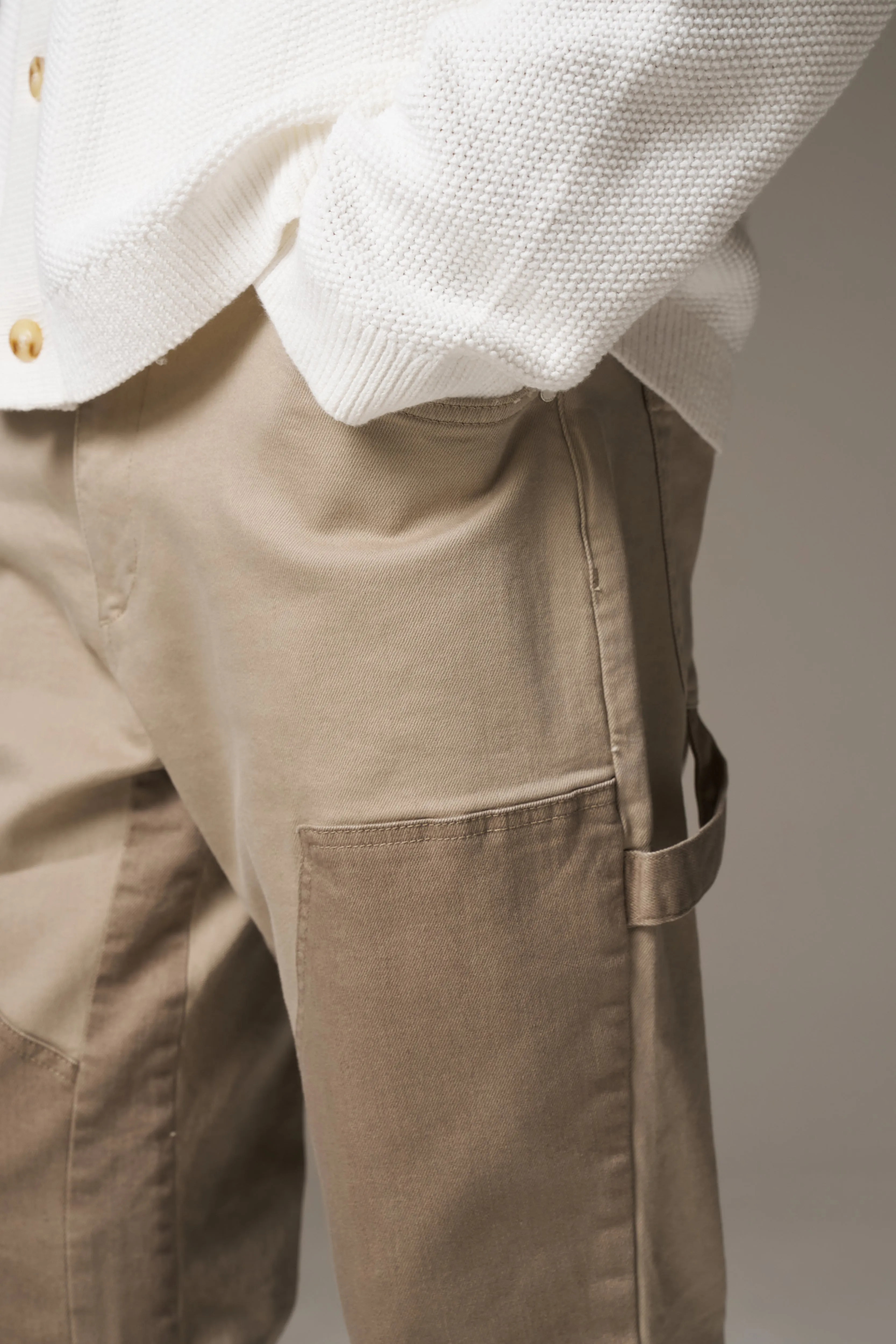 CANVAS CARPENTER TROUSER - BEIGE sold by The Couture Club product image thumbnail 5