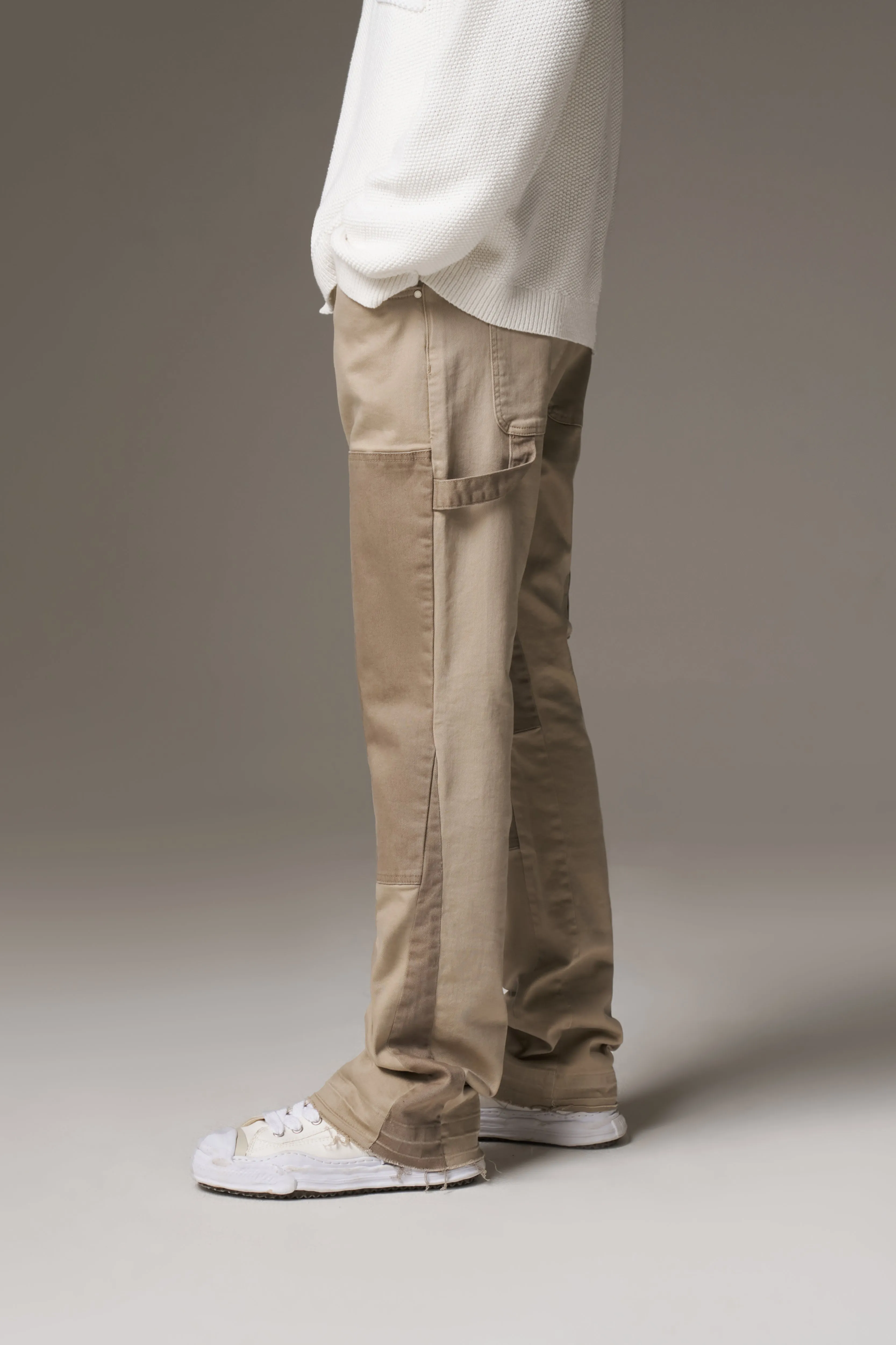 CANVAS CARPENTER TROUSER - BEIGE sold by The Couture Club product image thumbnail 4