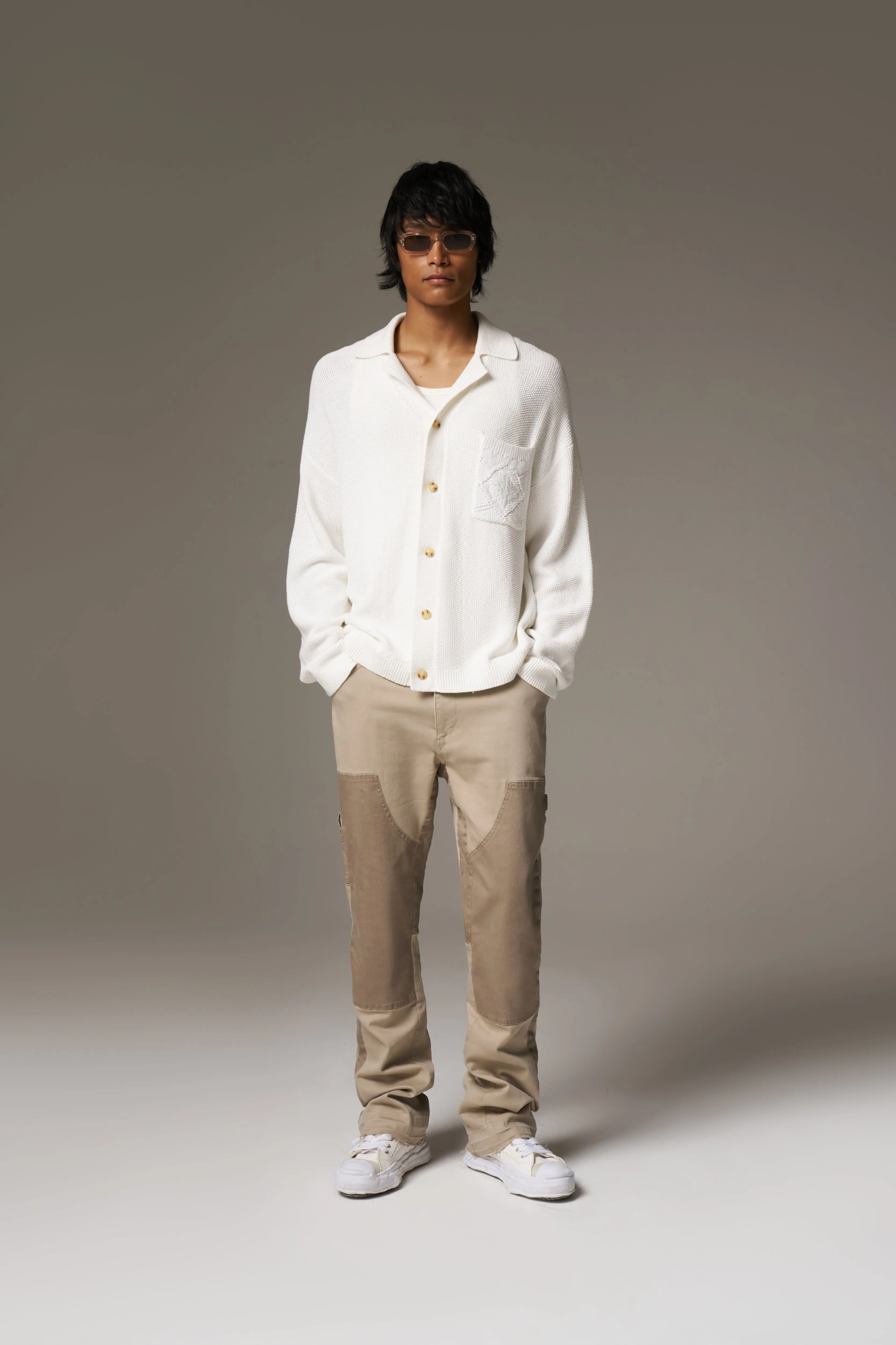 CANVAS CARPENTER TROUSER - BEIGE sold by The Couture Club product image thumbnail 3