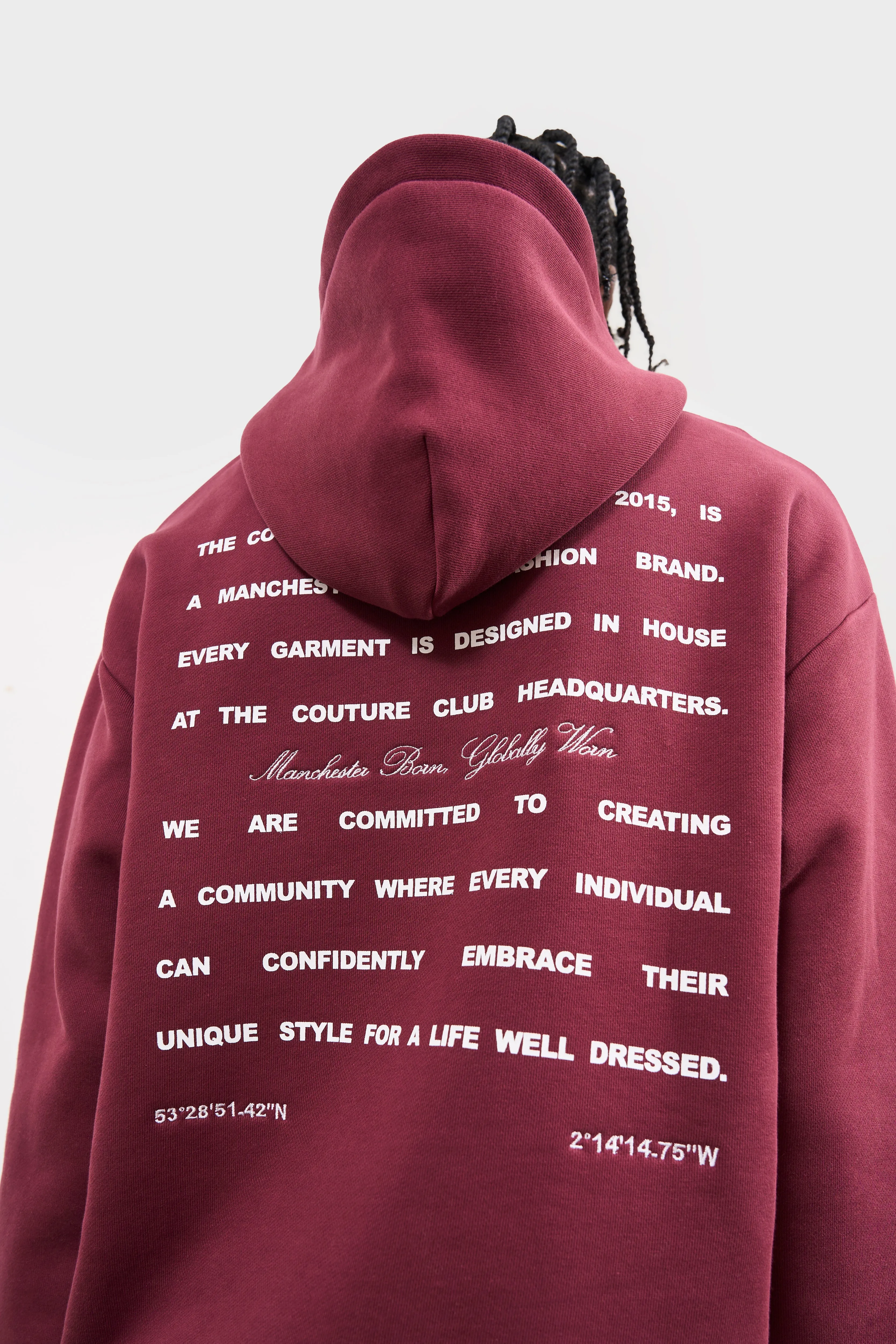 MISSION STATEMENT RELAXED HOODIE - BURGUNDY sold by The Couture Club product image thumbnail 2