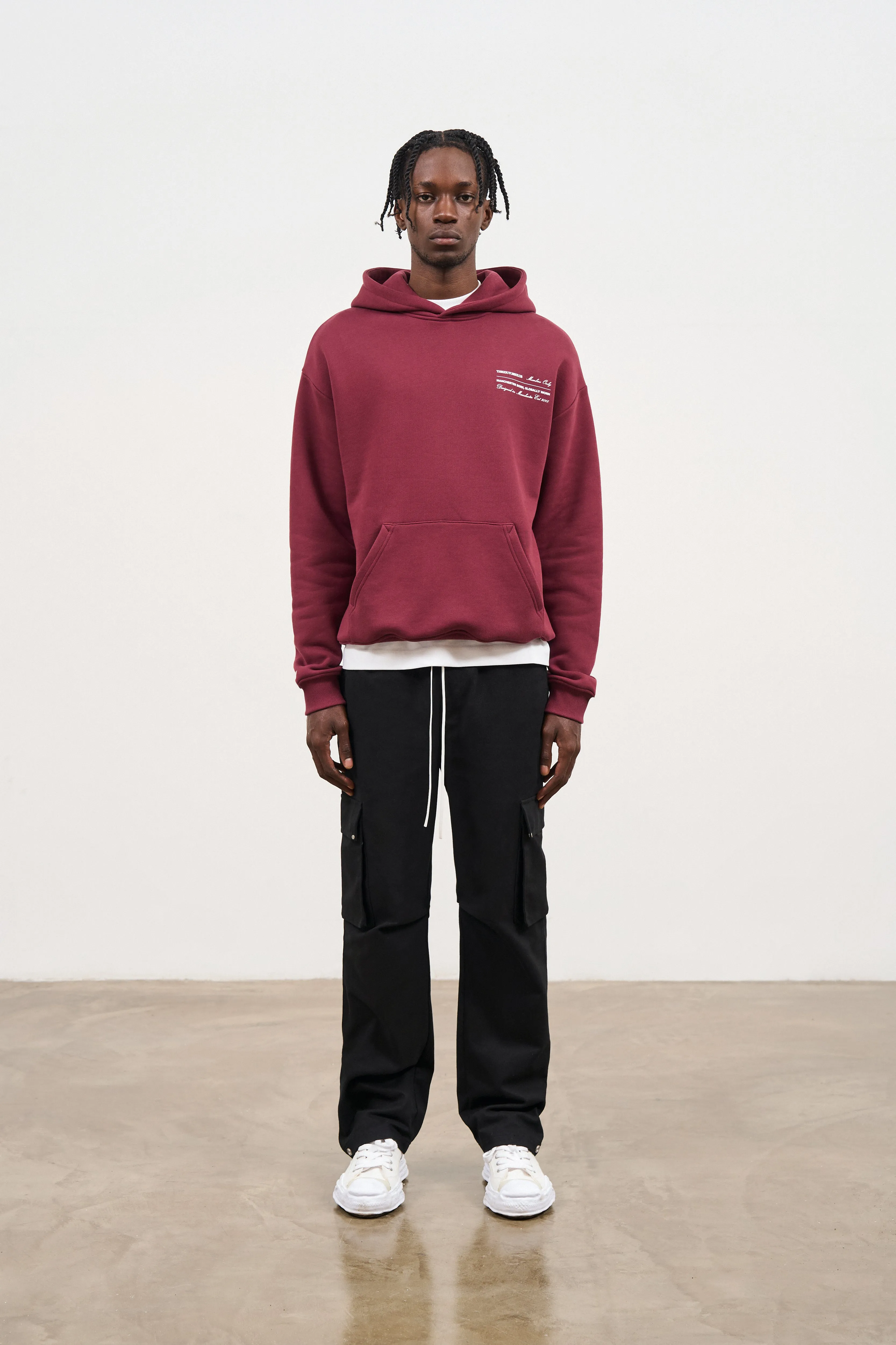MISSION STATEMENT RELAXED HOODIE - BURGUNDY sold by The Couture Club product image thumbnail 4