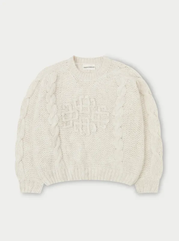 EMBLEM PLAITED OVERSIZED KNIT JUMPER - STONE sold by The Couture Club