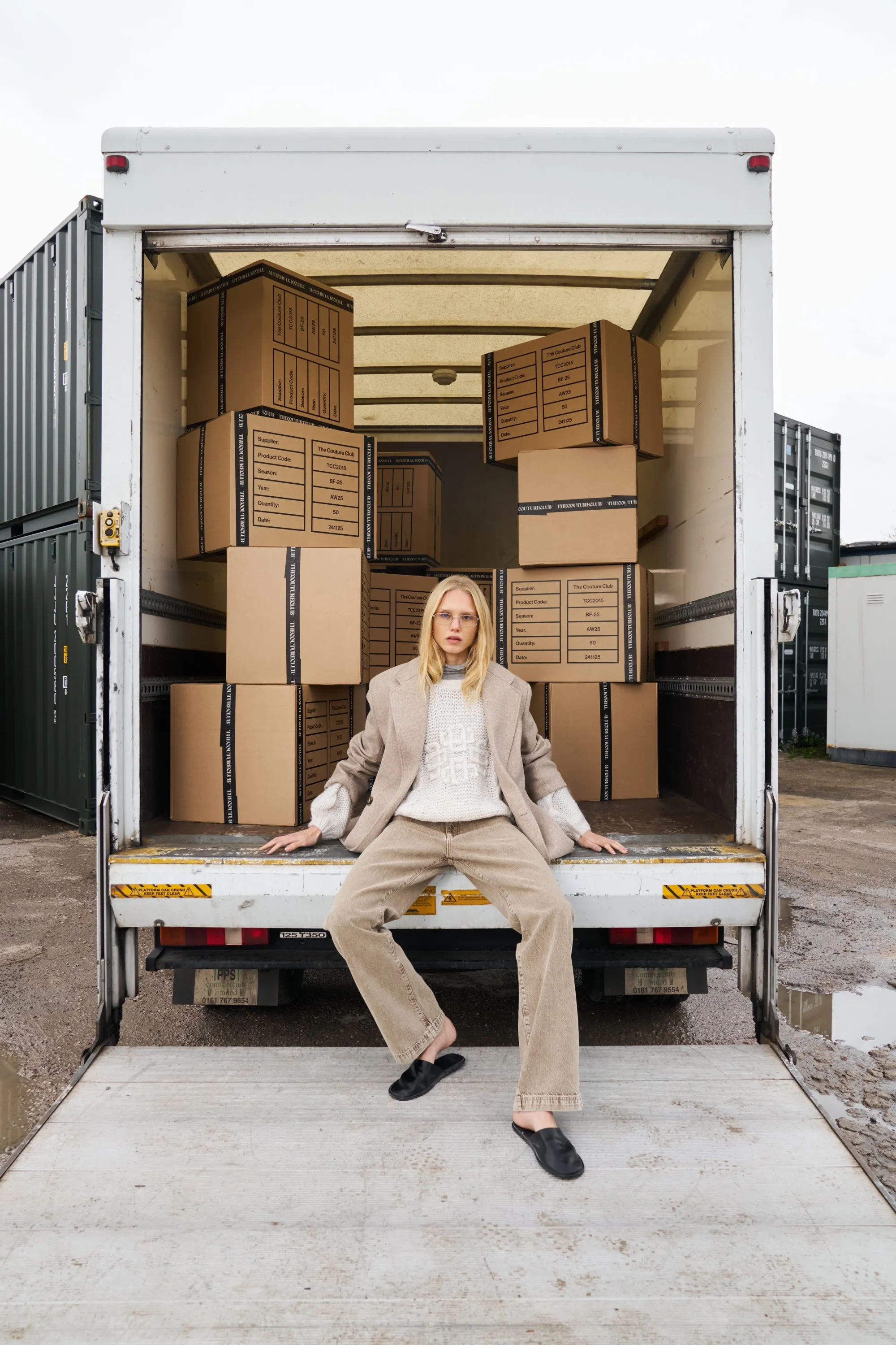 EMBLEM PLAITED OVERSIZED KNIT JUMPER - STONE sold by The Couture Club product image thumbnail 3