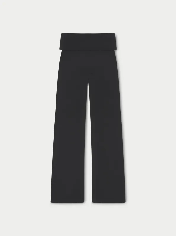 SCULPTING STRETCH FOLDOVER WAISTBAND YOGA PANTS - BLACK sold by The Couture Club