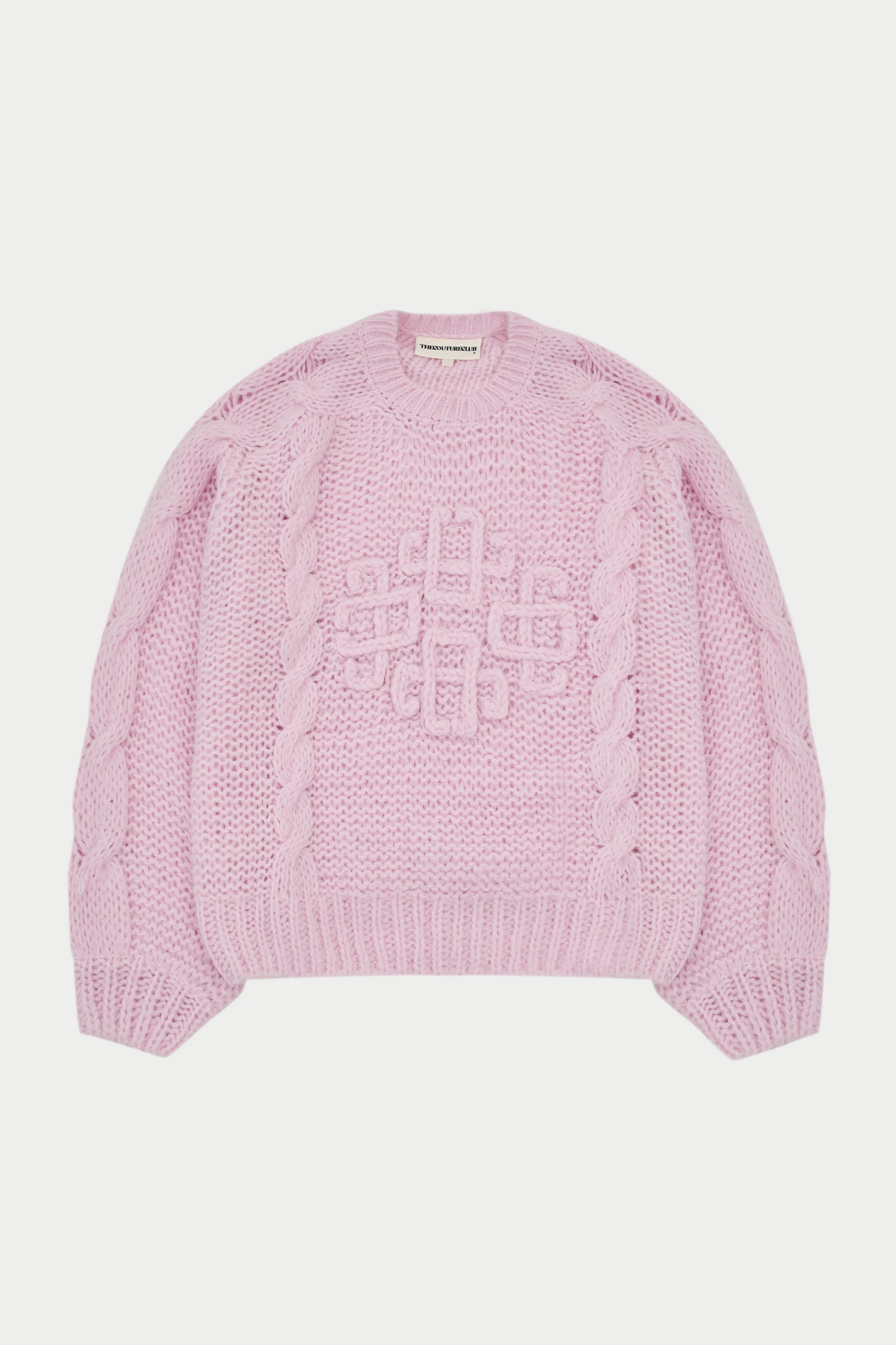 EMBLEM PLAITED OVERSIZED KNIT JUMPER - PINK sold by The Couture Club