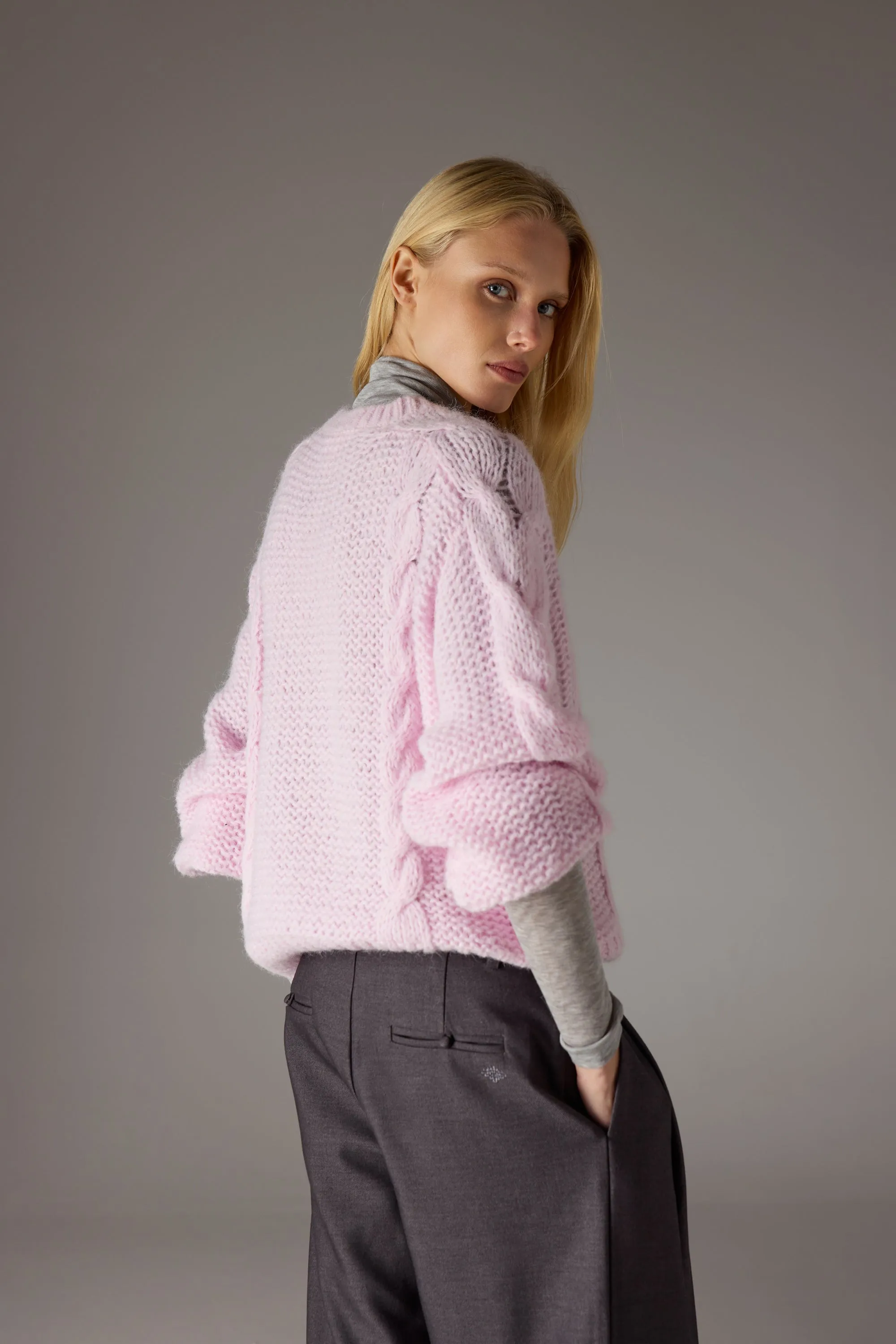 EMBLEM PLAITED OVERSIZED KNIT JUMPER - PINK sold by The Couture Club product image thumbnail 5