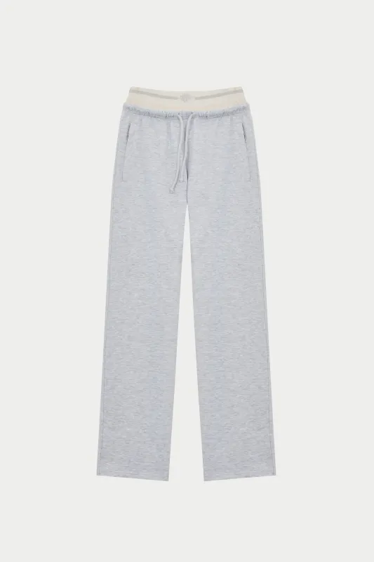DOUBLE WAISTBAND WIDE LEG JOGGERS - GREY MARL sold by The Couture Club
