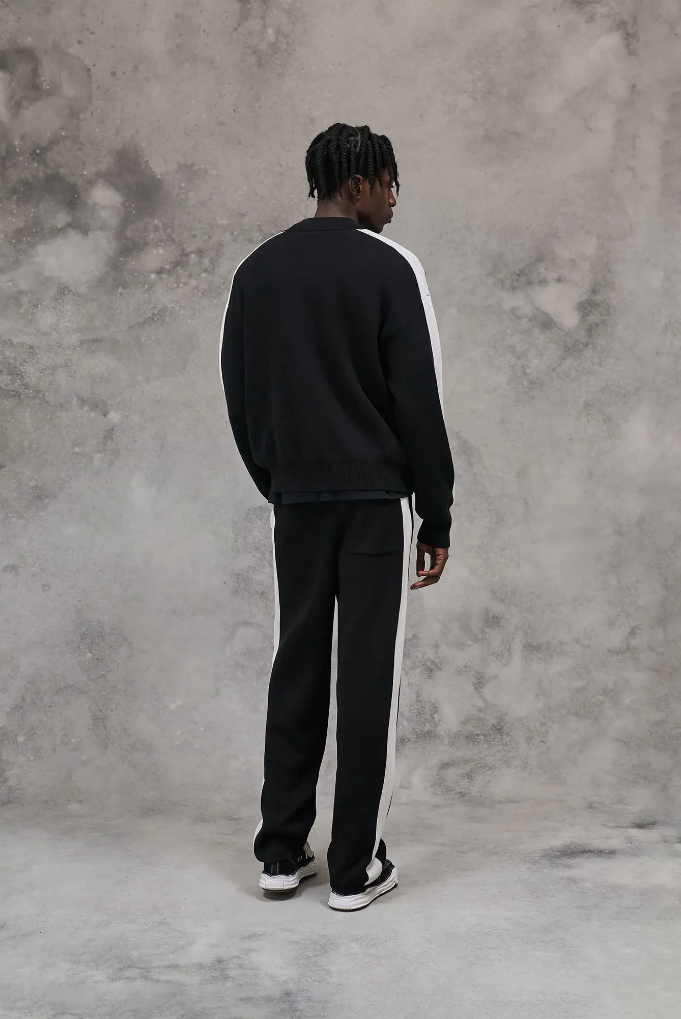 SIDE STRIPE KNITTED TRACK JACKET - BLACK sold by The Couture Club product image thumbnail 5