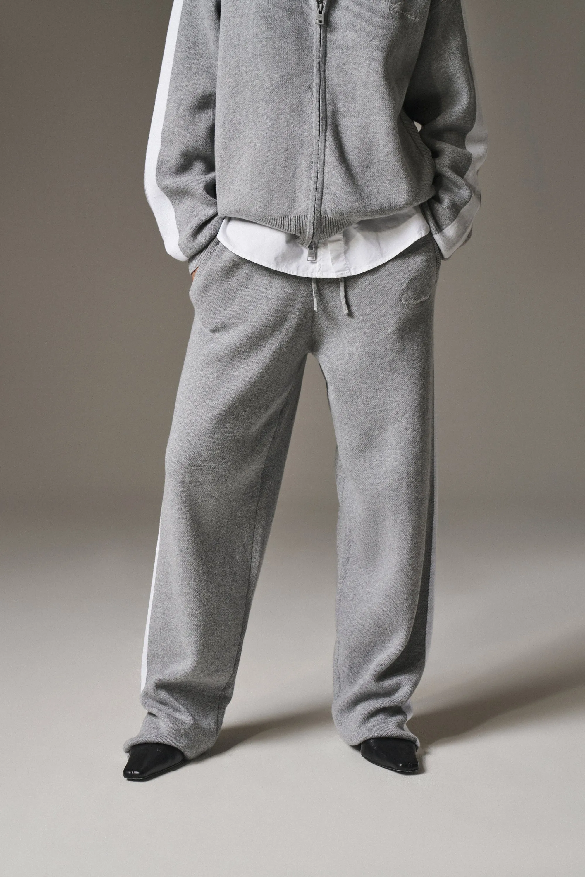 SIDE STRIPE KNITTED JOGGER - GREY MARL sold by The Couture Club product image thumbnail 5