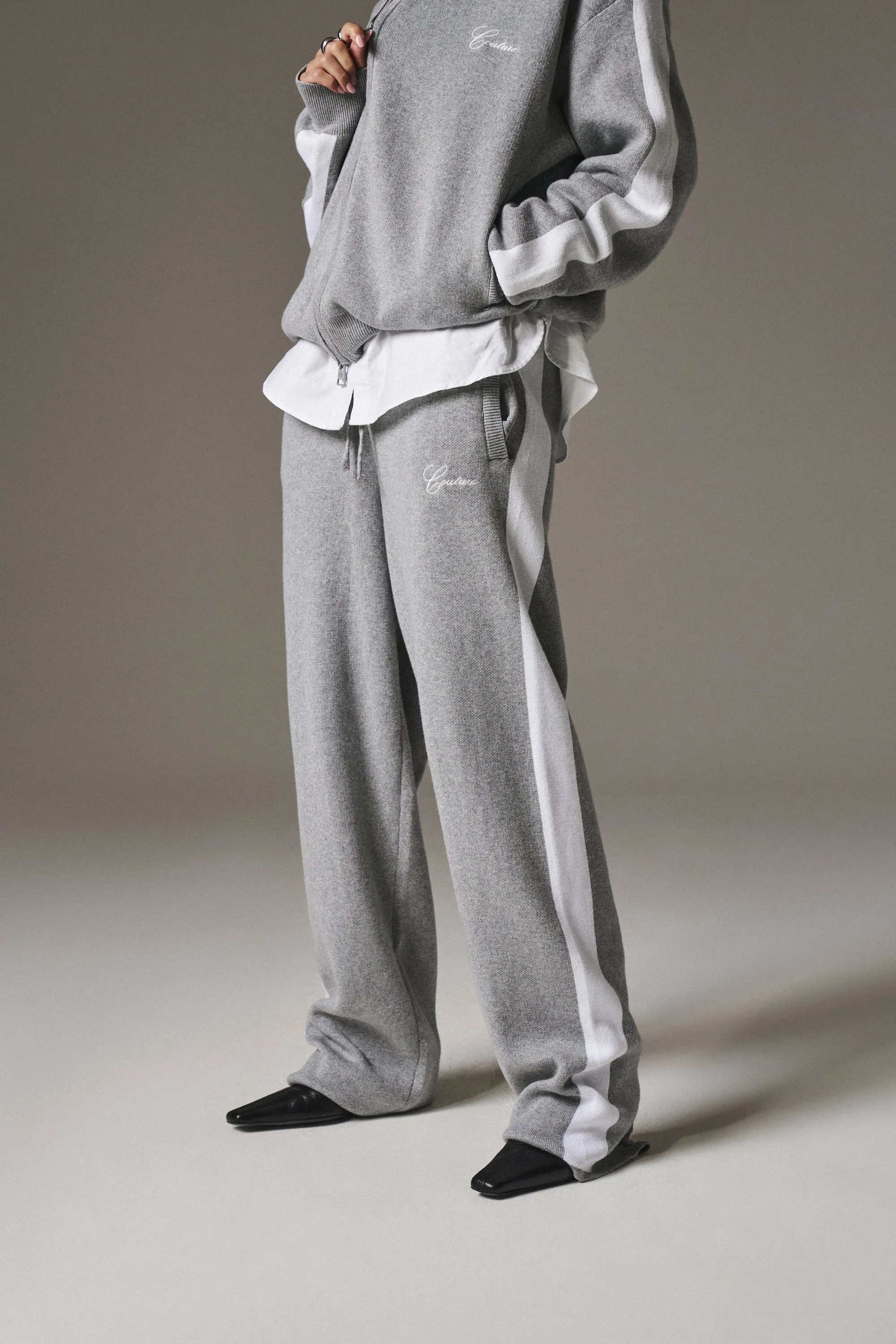 SIDE STRIPE KNITTED JOGGER - GREY MARL sold by The Couture Club product image thumbnail 3
