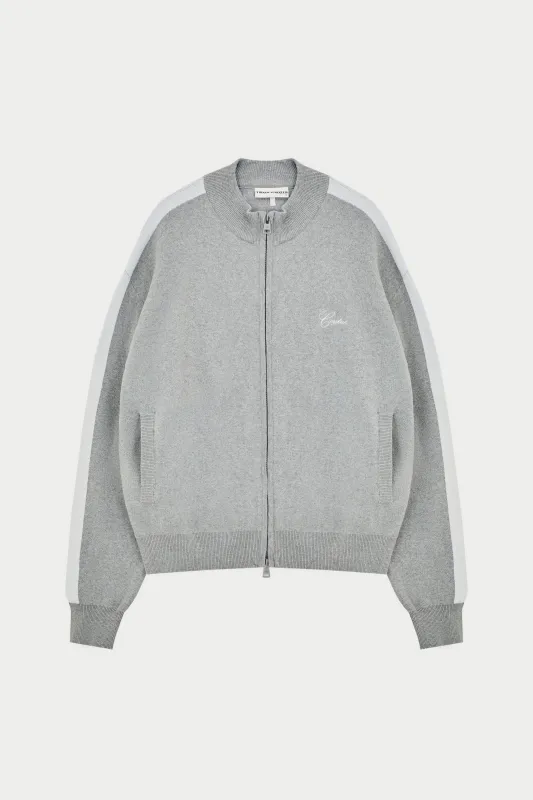 SIDE STRIPE KNITTED TRACK JACKET - GREY MARL sold by The Couture Club