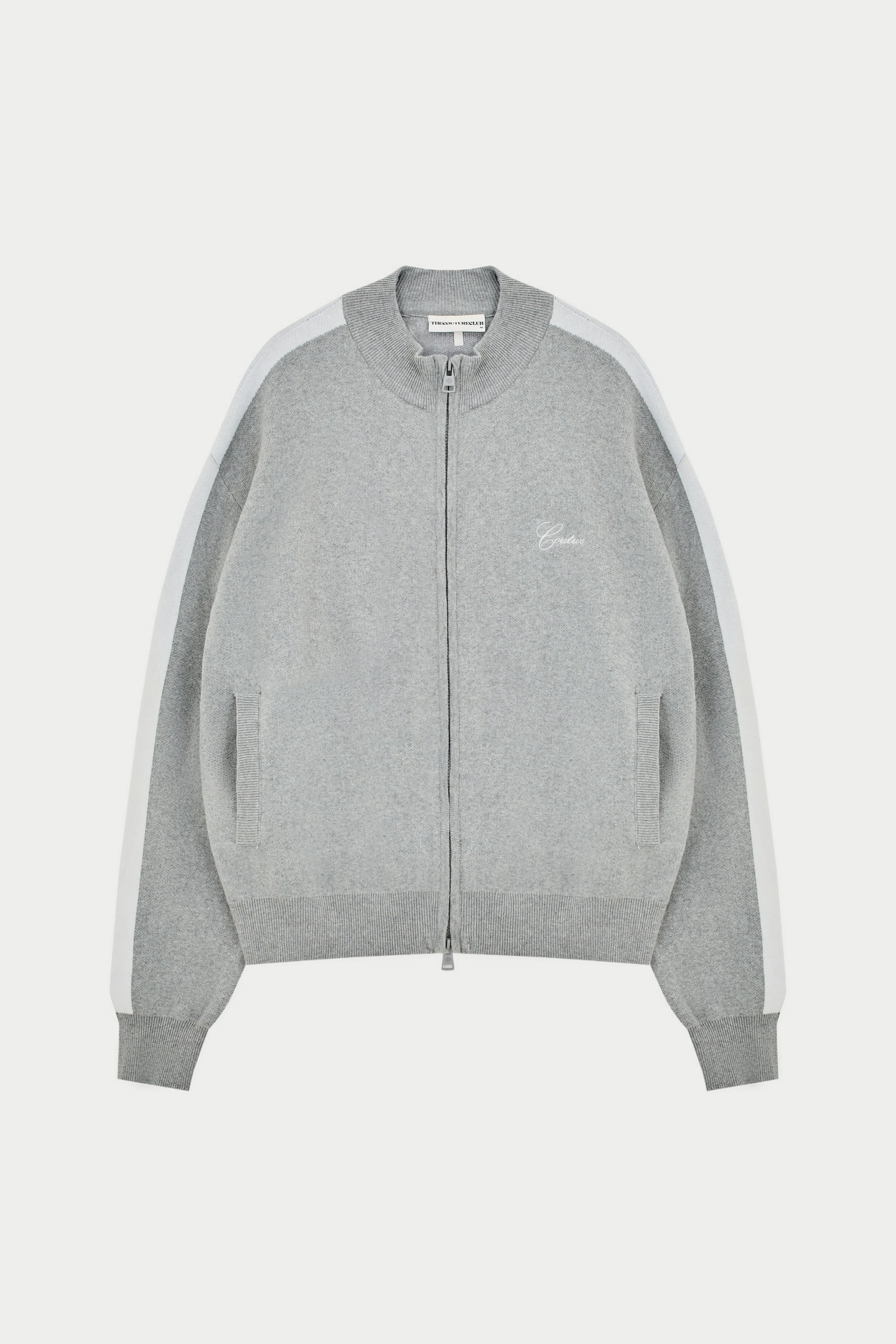 SIDE STRIPE KNITTED TRACK JACKET - GREY MARL sold by The Couture Club