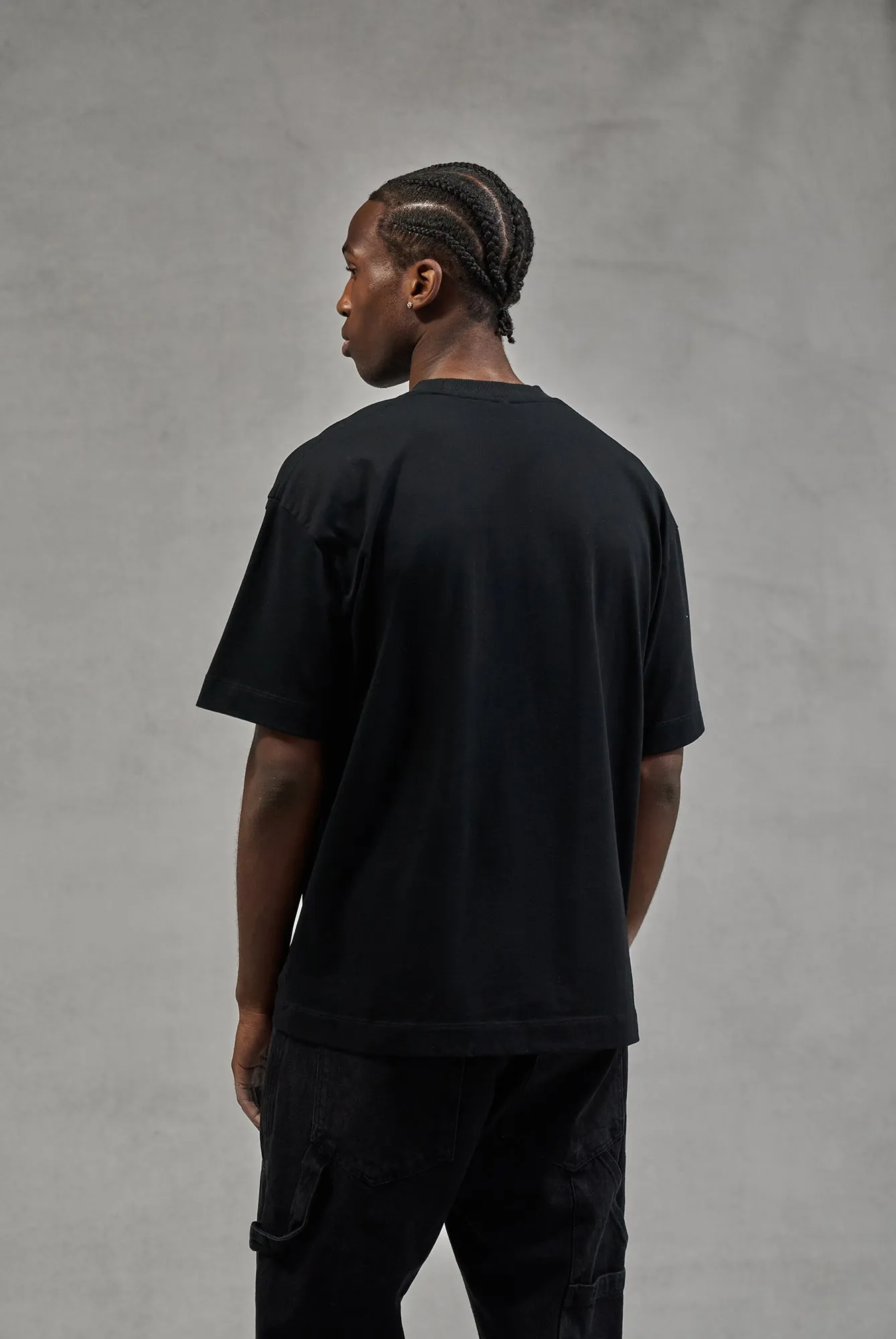 SCRIPT EMBROIDERED T-SHIRT - BLACK sold by The Couture Club product image thumbnail 5