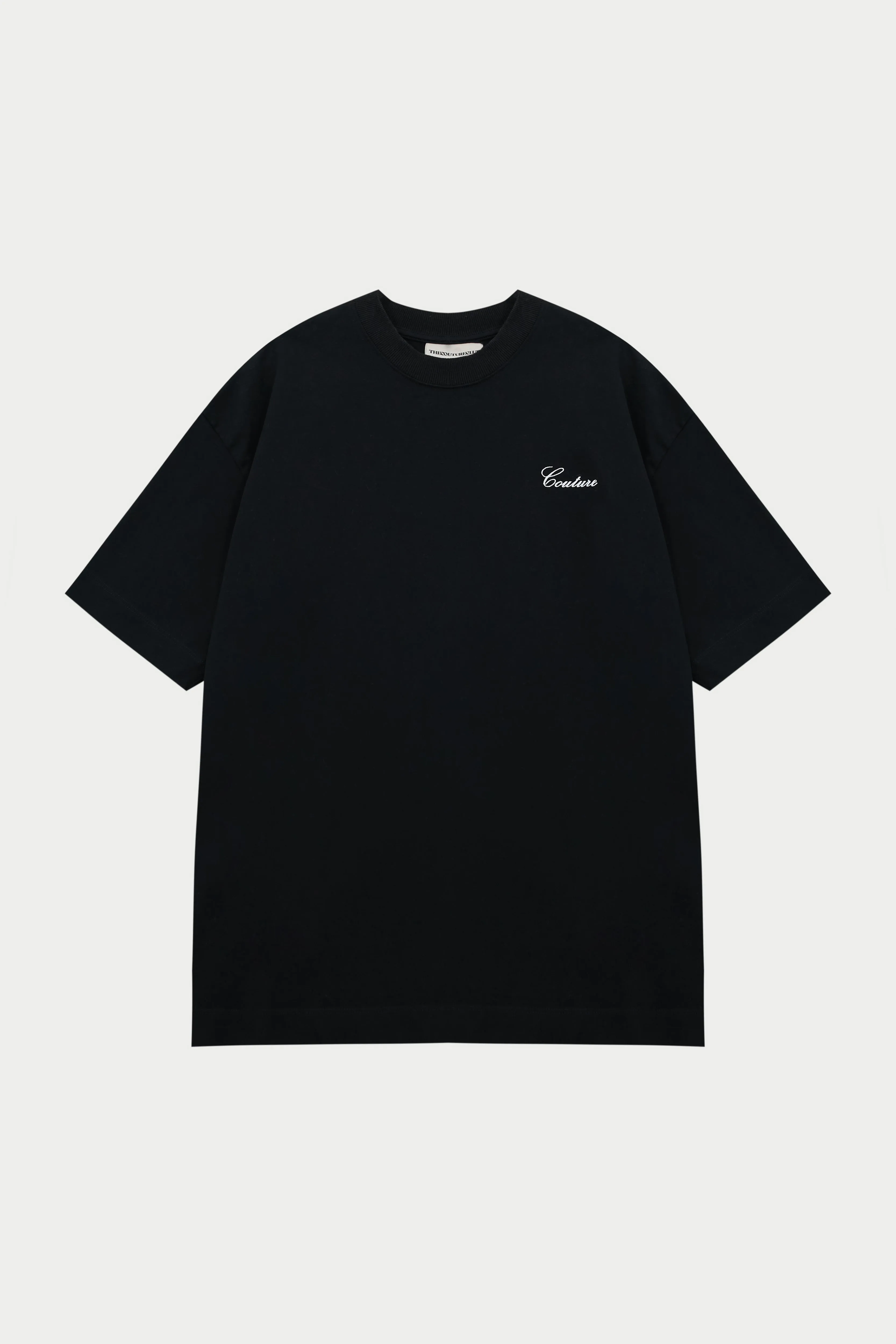 SCRIPT EMBROIDERED T-SHIRT - BLACK sold by The Couture Club