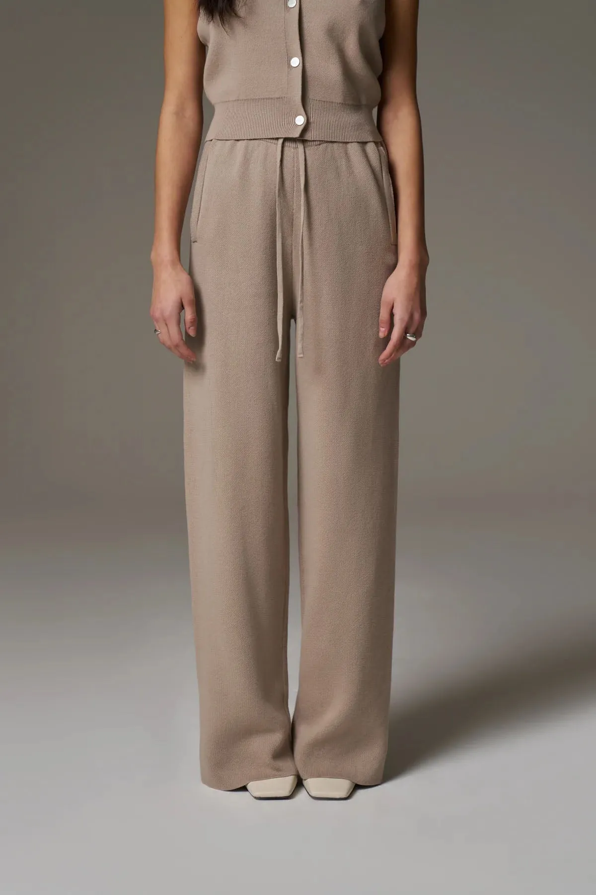 KNITTED RELAXED JOGGERS - BEIGE sold by The Couture Club product image thumbnail 2