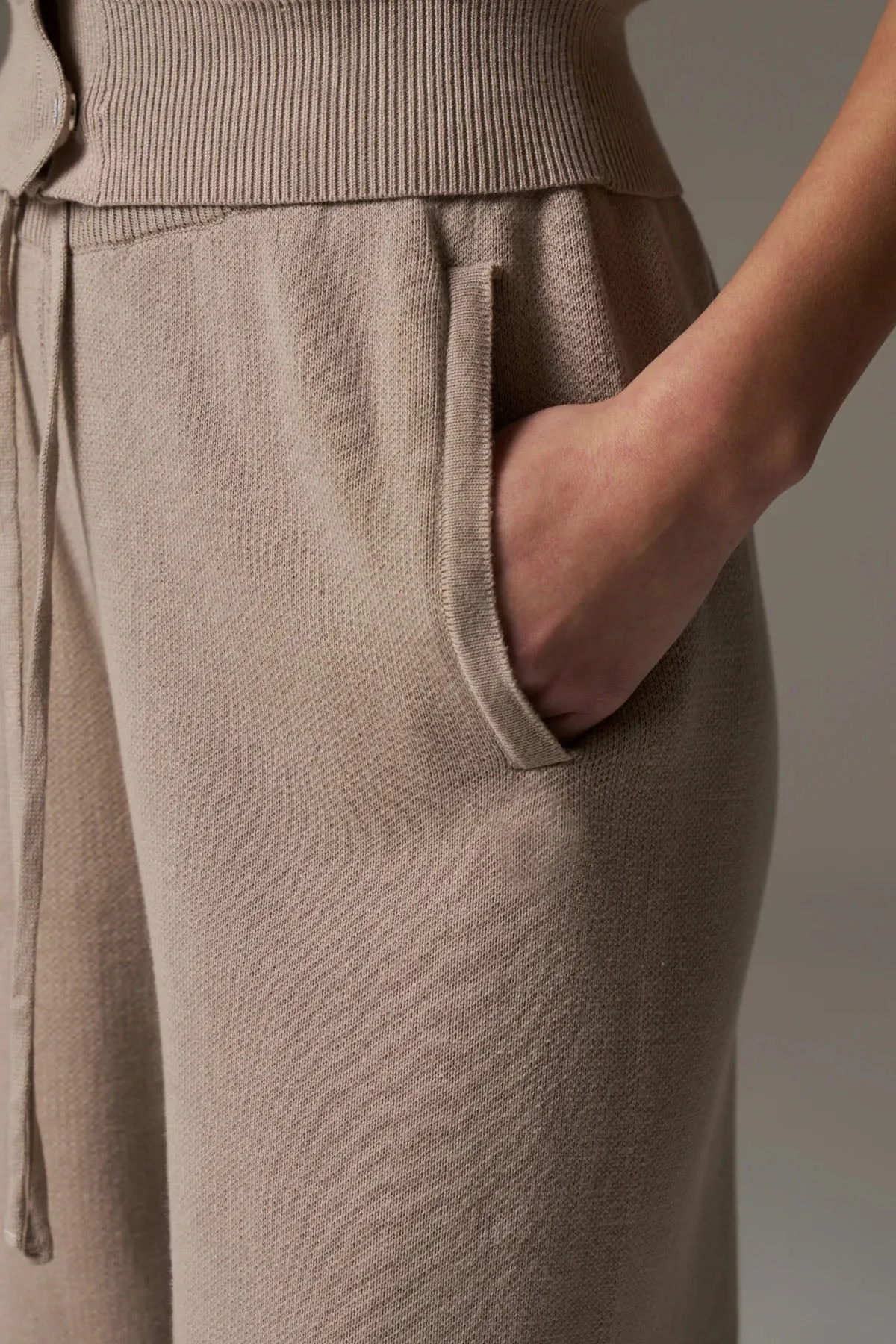 KNITTED RELAXED JOGGERS - BEIGE sold by The Couture Club product image thumbnail 5